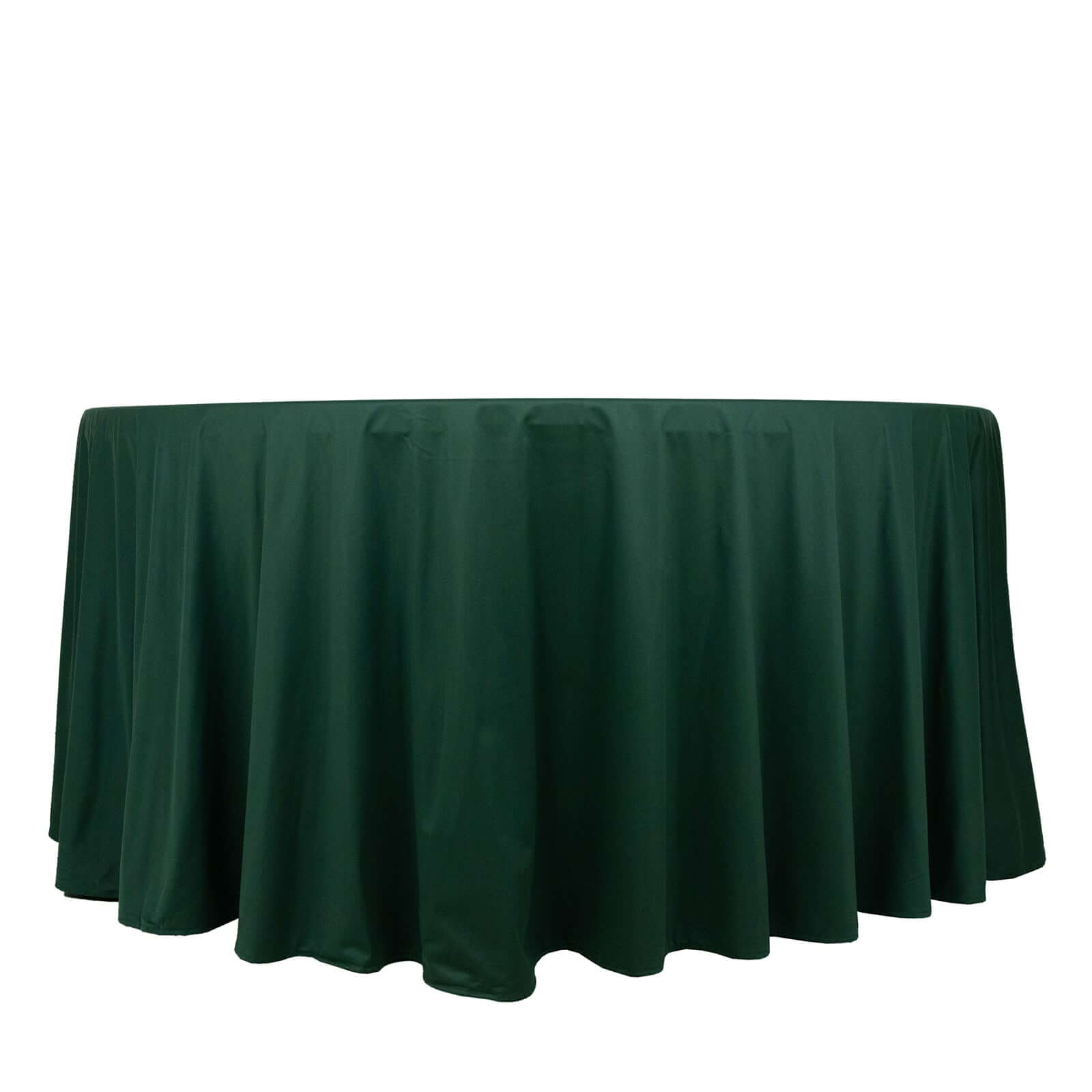 Premium Scuba Round 120 Tablecloth Hunter Emerald Green - Wrinkle Free & Stain Resistant Seamless Table Cover