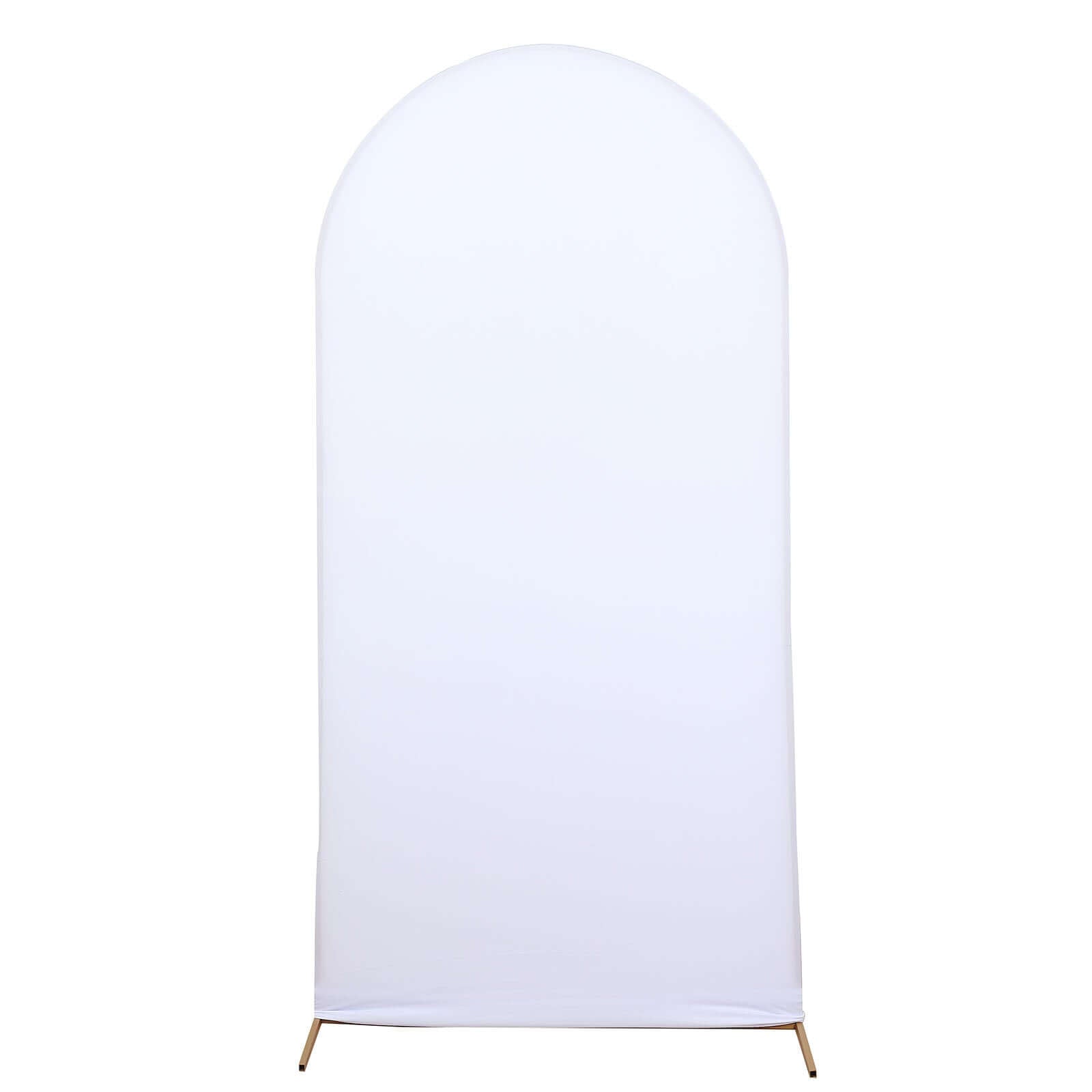 7ft Matte White Spandex Fitted Chiara Backdrop Stand Cover For Round Top Wedding Arch