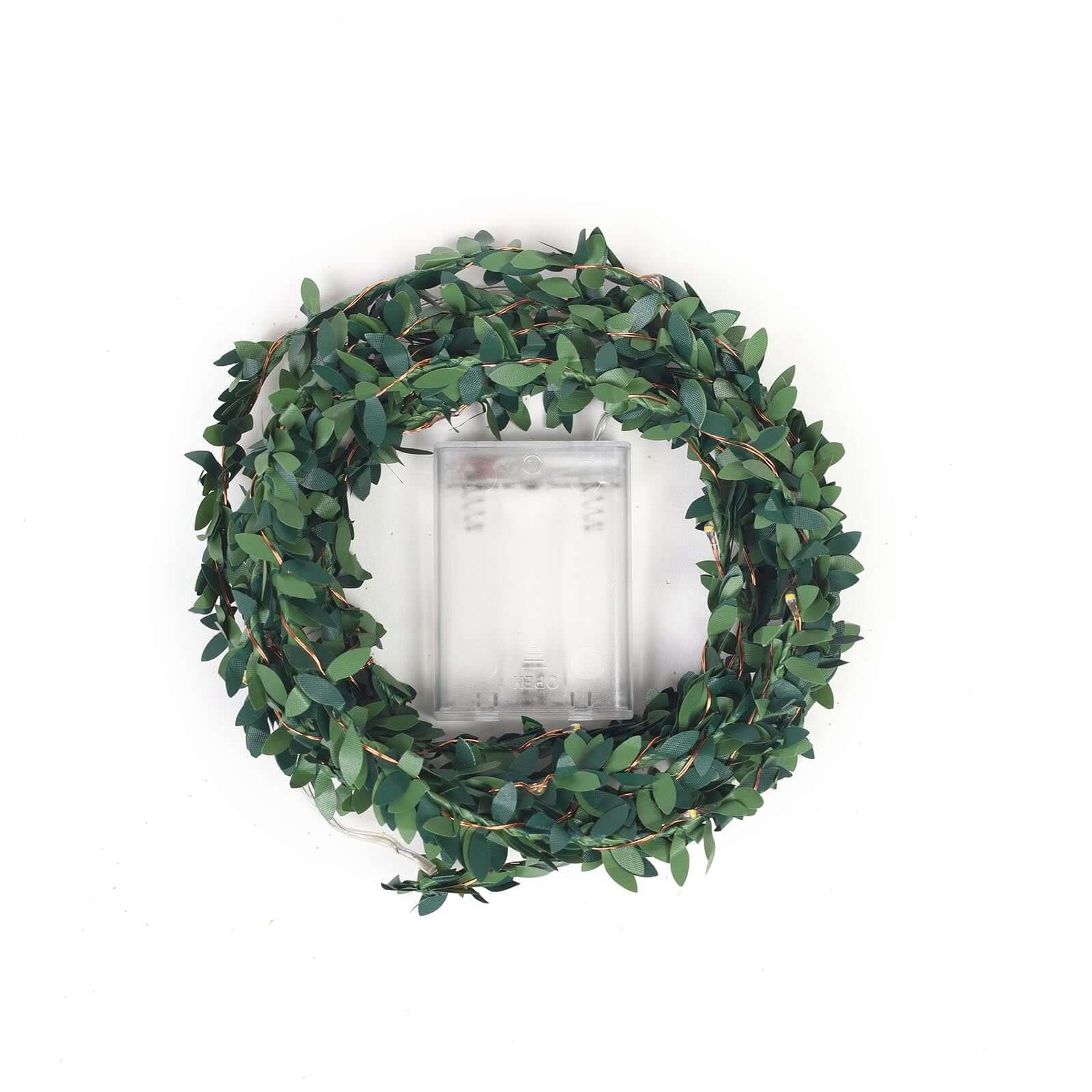 30 LED String Light Garland Green Leaf Design White Light - Battery Operated Décor Accent 10ft