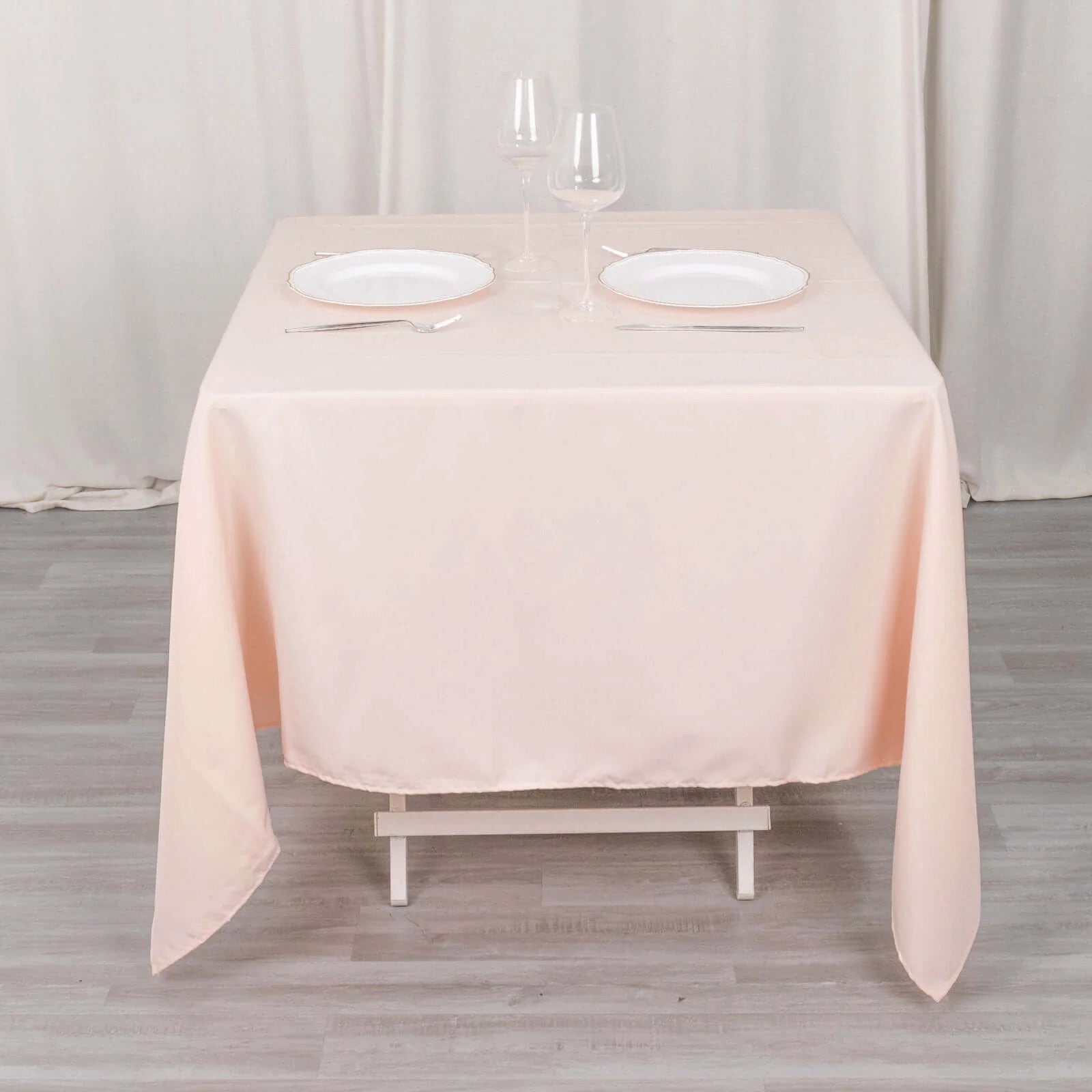 Premium Polyester Square Tablecloth 70x70 Blush 220GSM Wrinkle-Resistant Table Cover