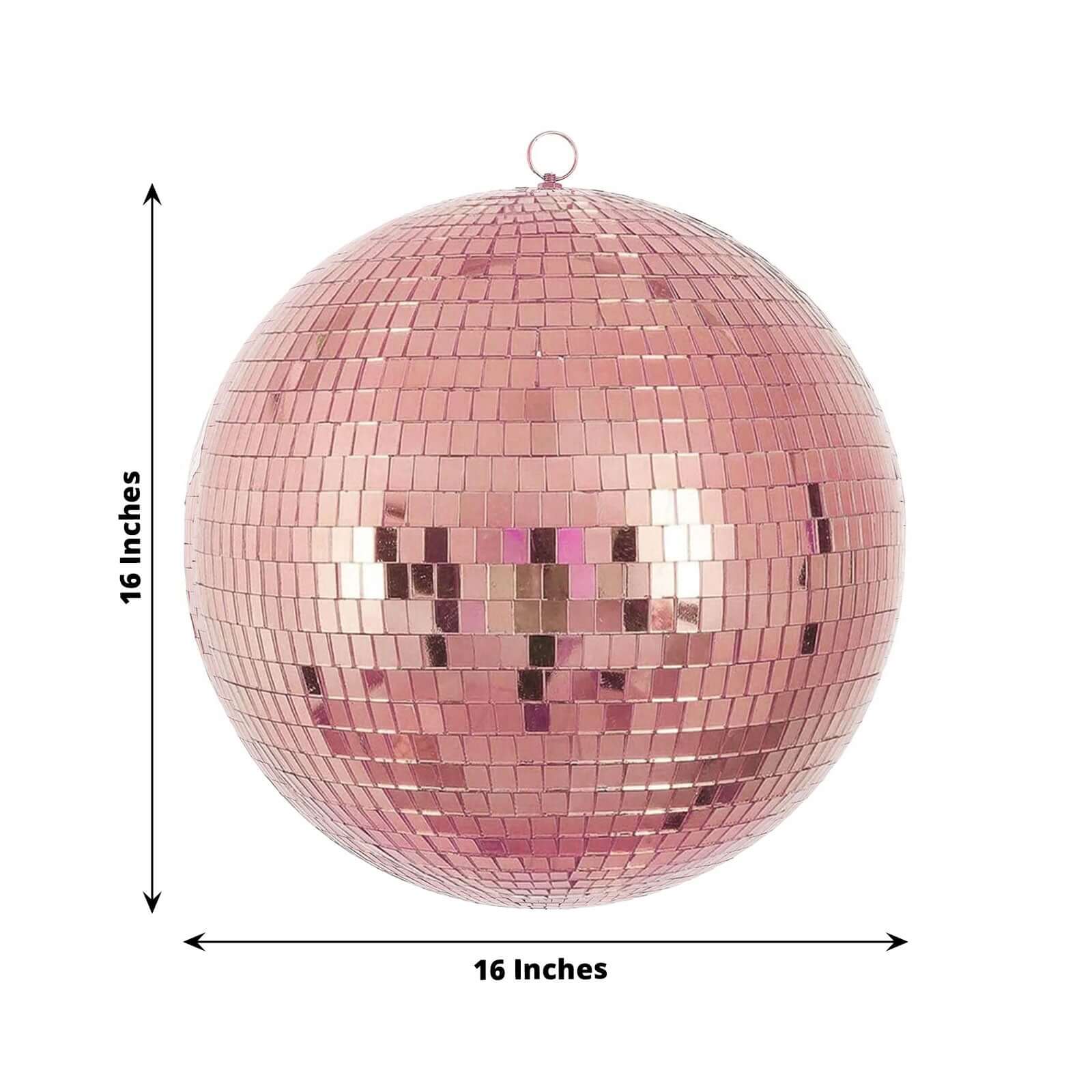 16 Large Rose Gold Foam Disco Mirror Ball With Hanging Swivel Ring, Holiday Party Decor