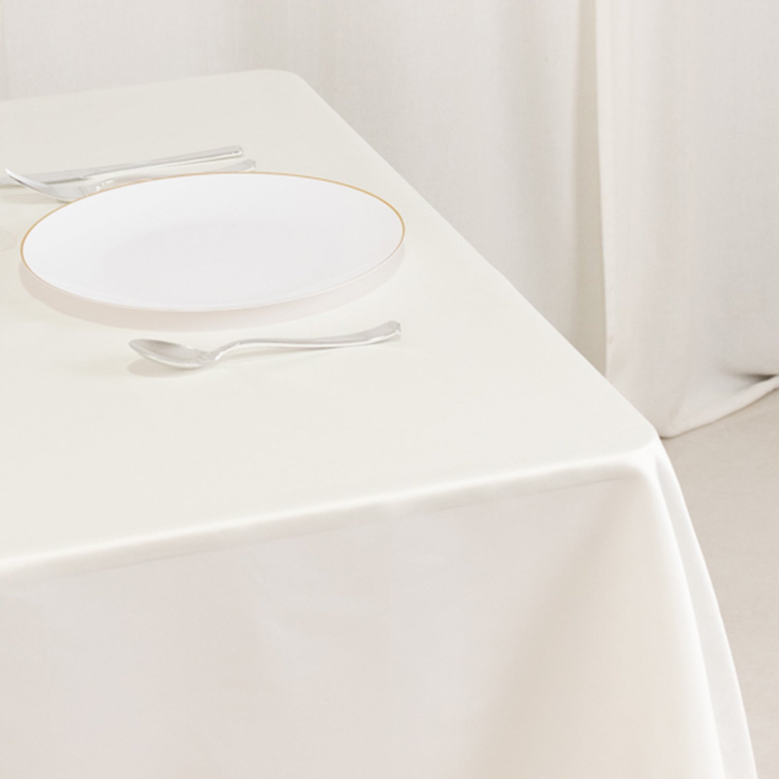 Lamour Satin 54x54 Table Overlay Square Tablecloth Ivory - Durable & Silk-Like Table Cover