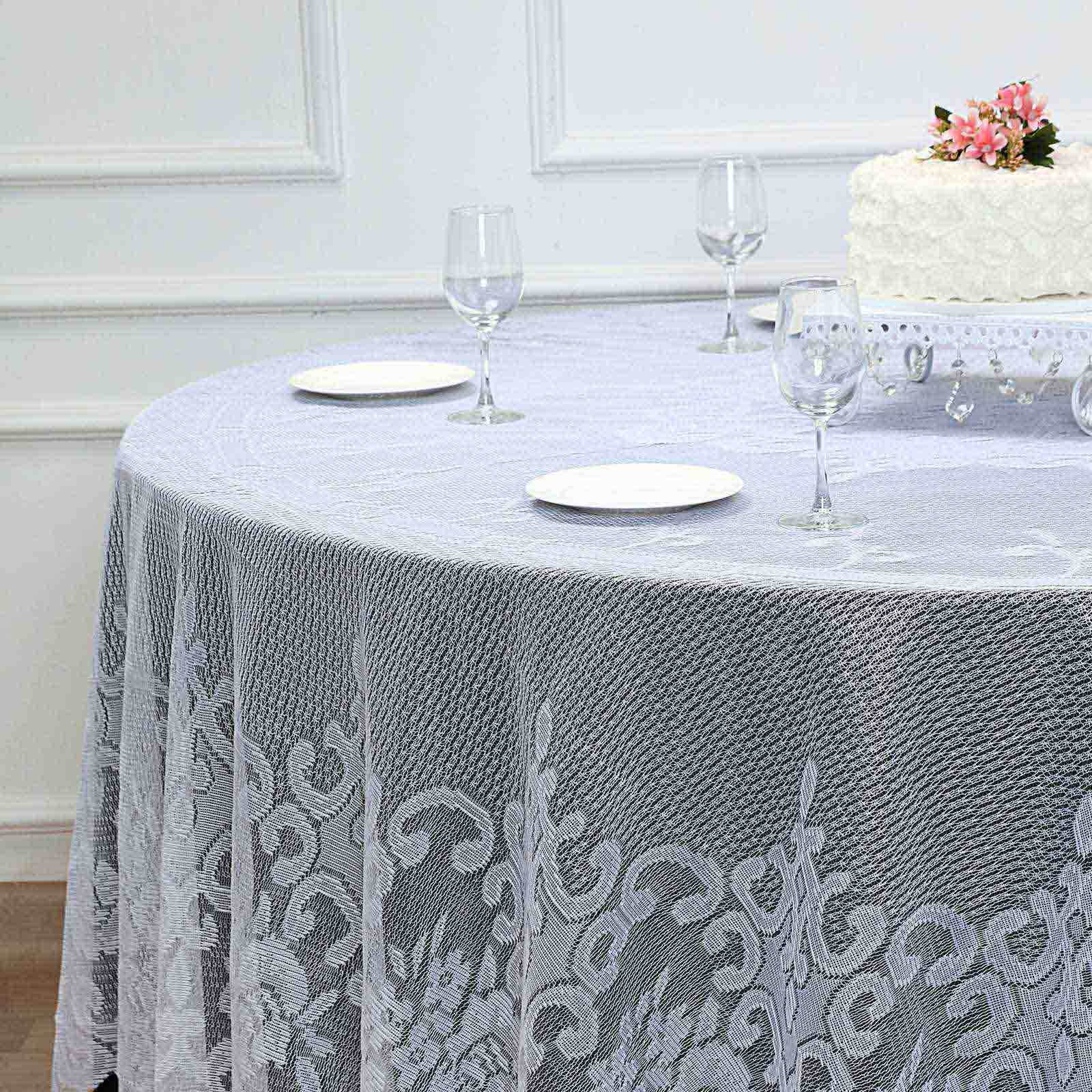 Lace 120 Round Tablecloth White - Seamless Premium Design for Upscale Celebrations