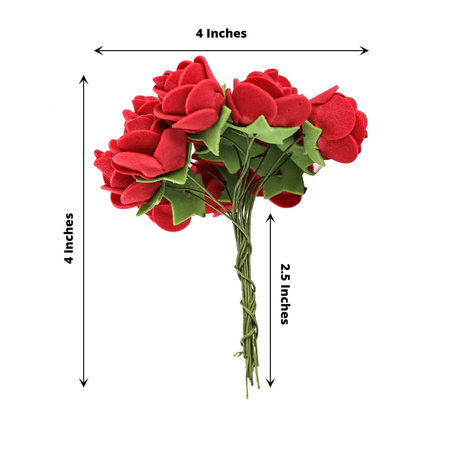 48 Roses 1 Burgundy Real Touch Artificial DIY Foam Rose Flowers With Stem, Craft Rose Buds