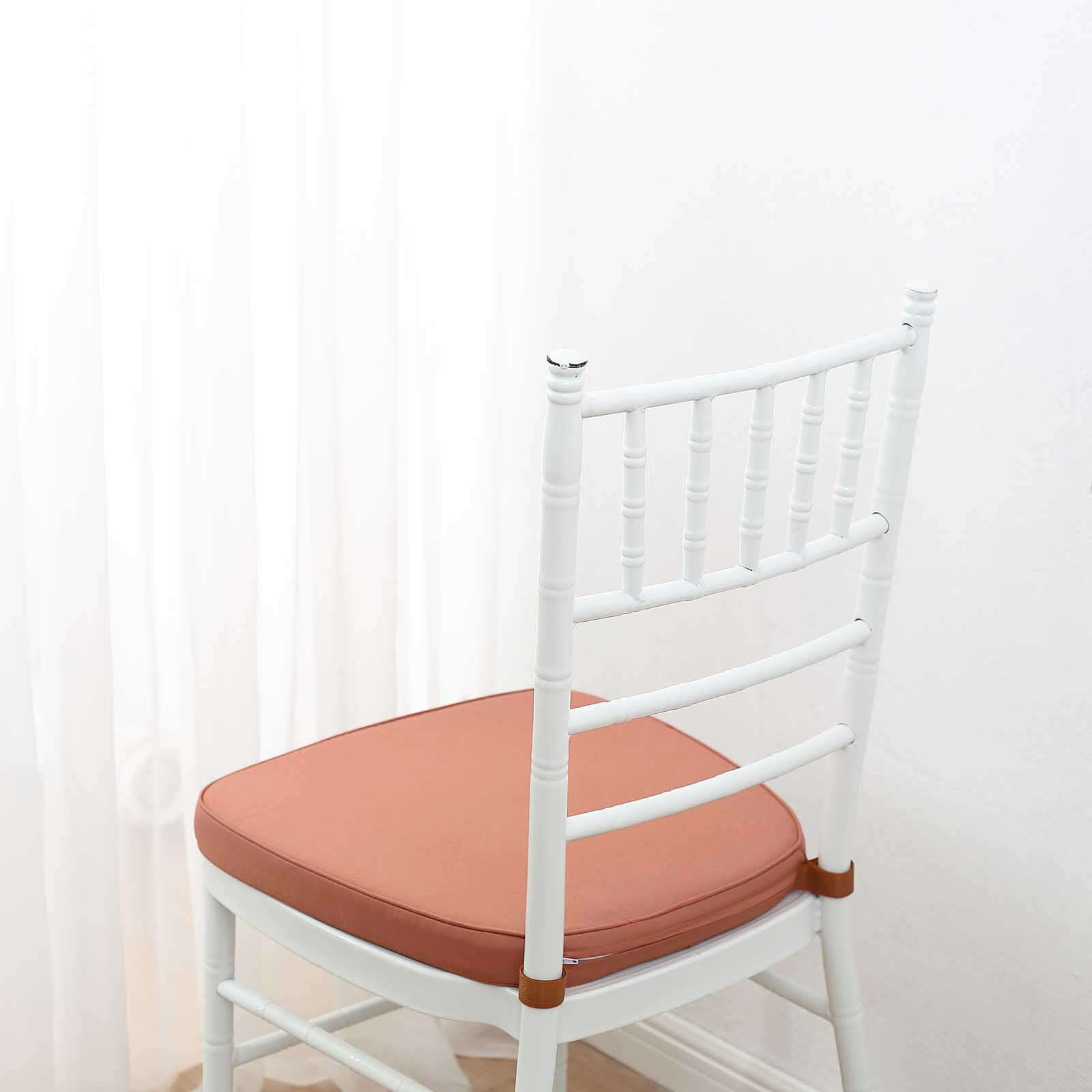 Chiavari Chair Cushion with 1.5 Thick Memory Foam and Ties Terracotta (Rust) - Stylish Removable Cover for Comfort