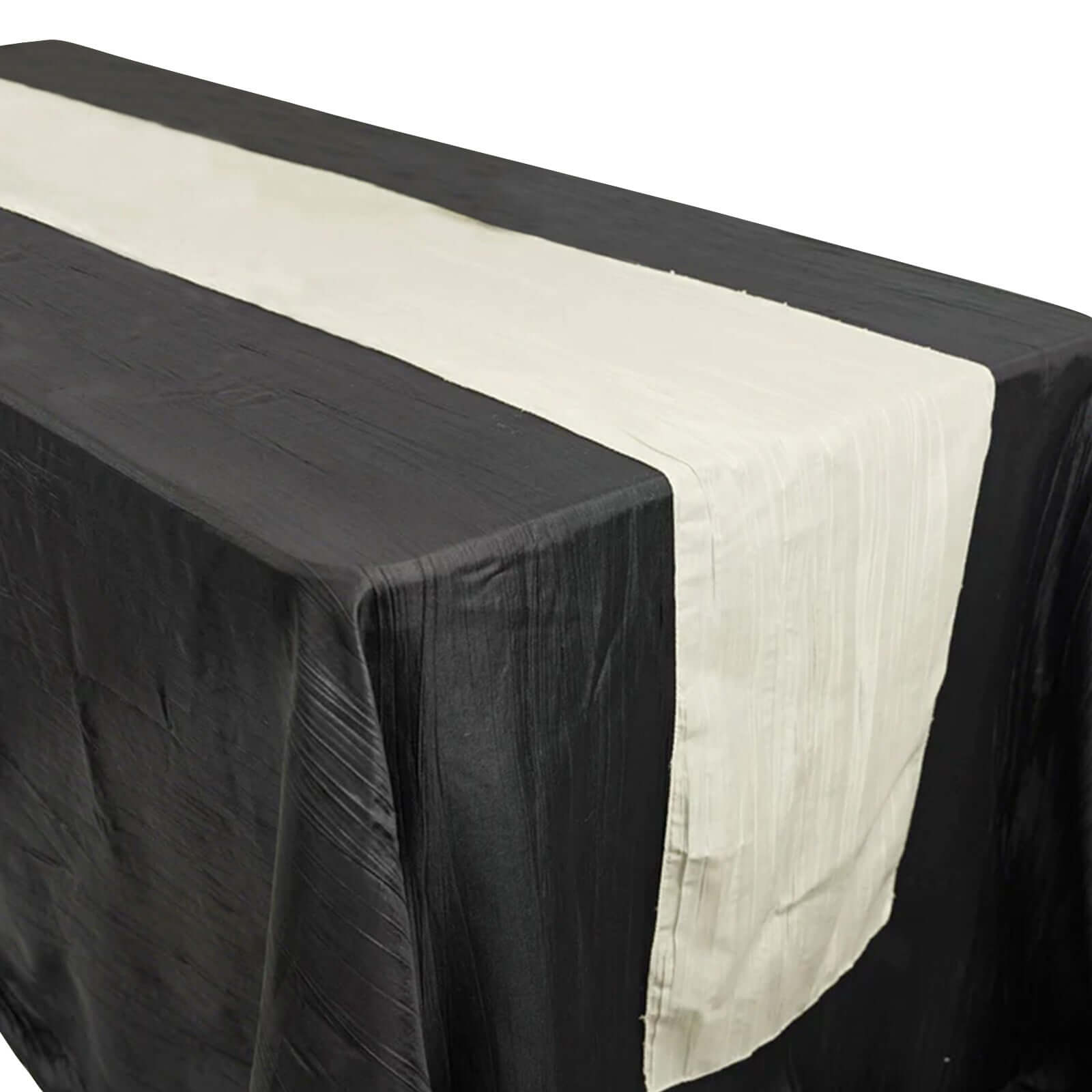 Taffeta 12x108 Table Runner Ivory - Accordion Crinkle Design