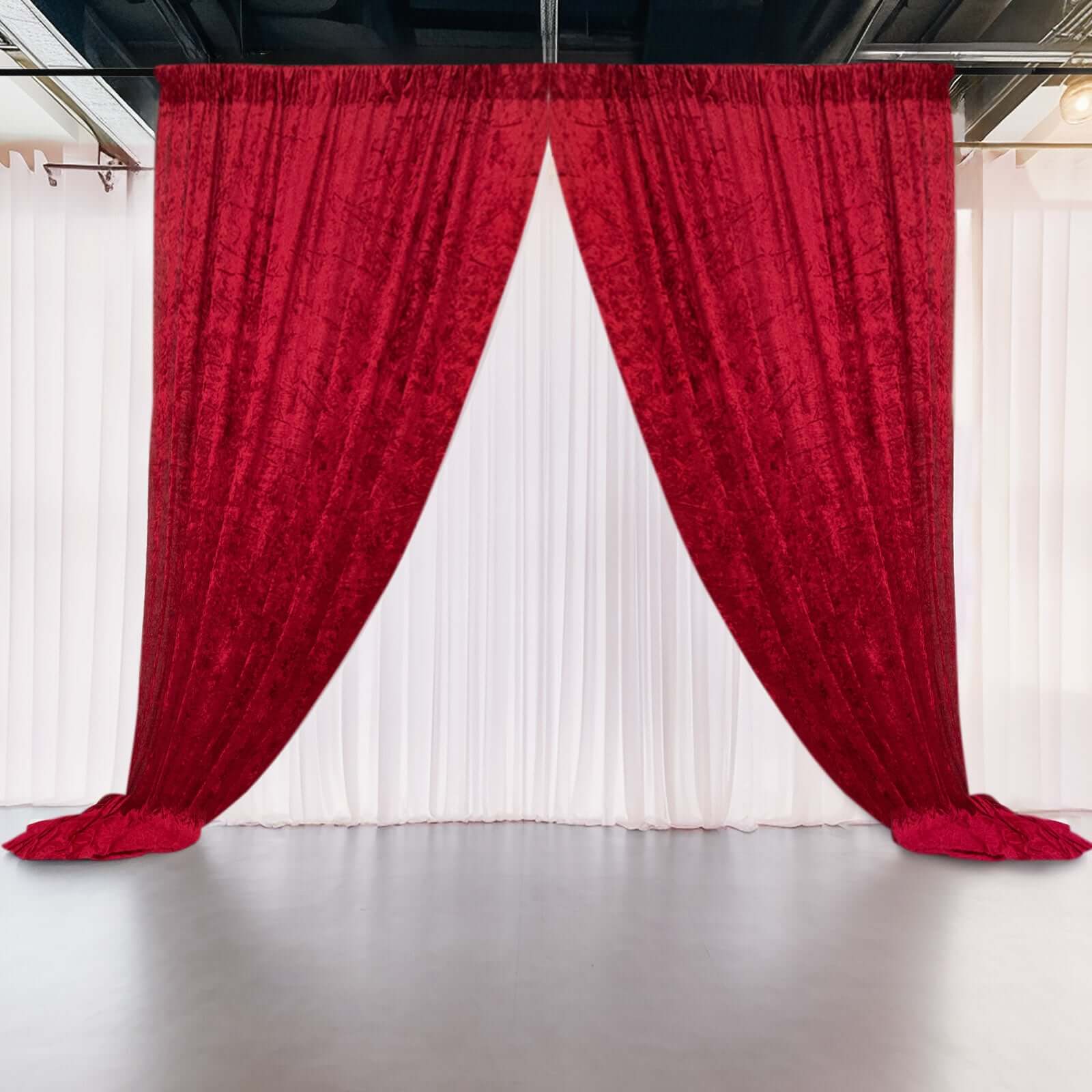 5ftx12ft Red Premium Smooth Velvet Event Curtain Drapes, Privacy Backdrop Event Panel with Rod Pocket