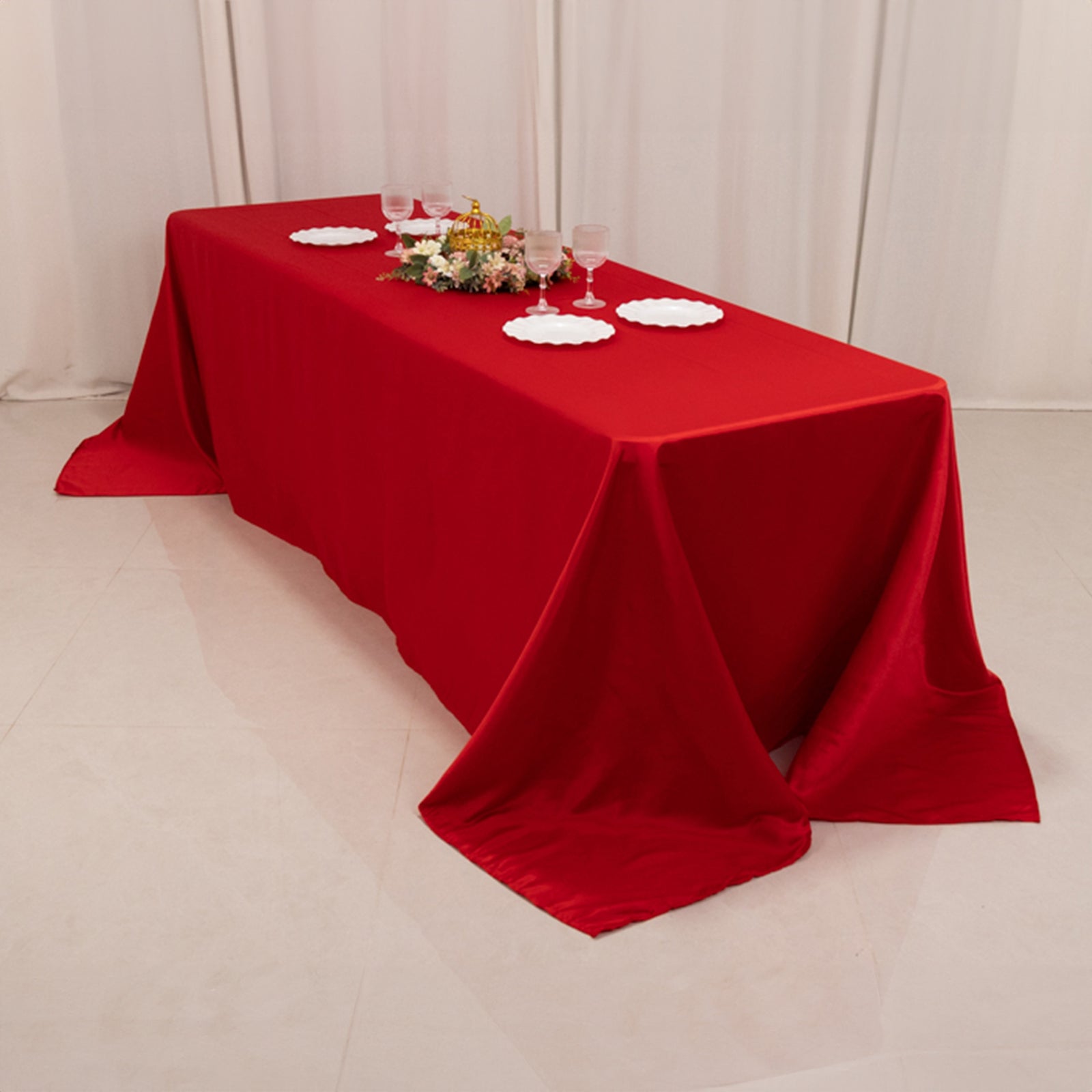 Lamour Satin 90x156 Rectangle Tablecloth Red - Luxurious, Soft Seamless Table Cover