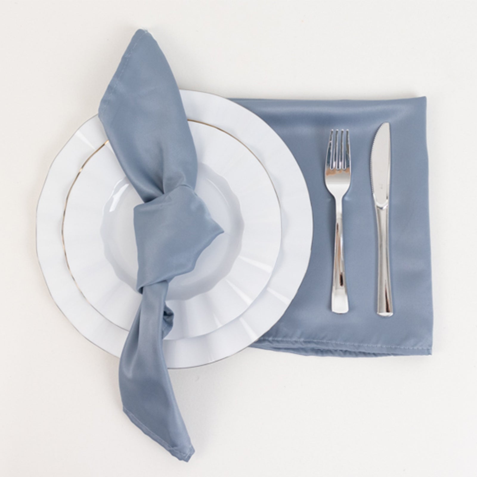 5 Pack Lamour Satin 20x20 Napkins Dusty Blue - Soft Matte Finish Dinner Napkins