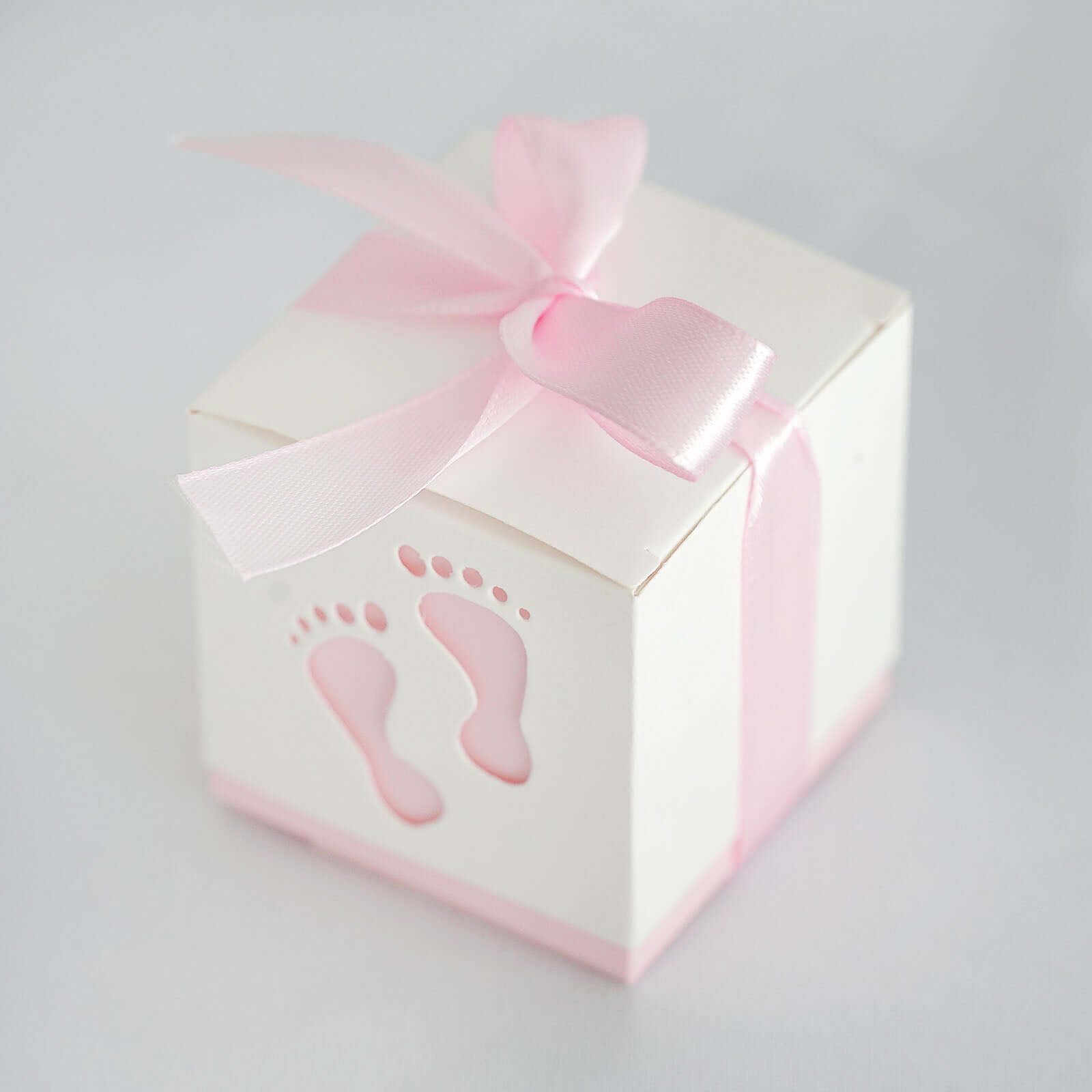 25 Pack 2 Pink Footprint Baby Shower Party Favor Candy Gift Boxes