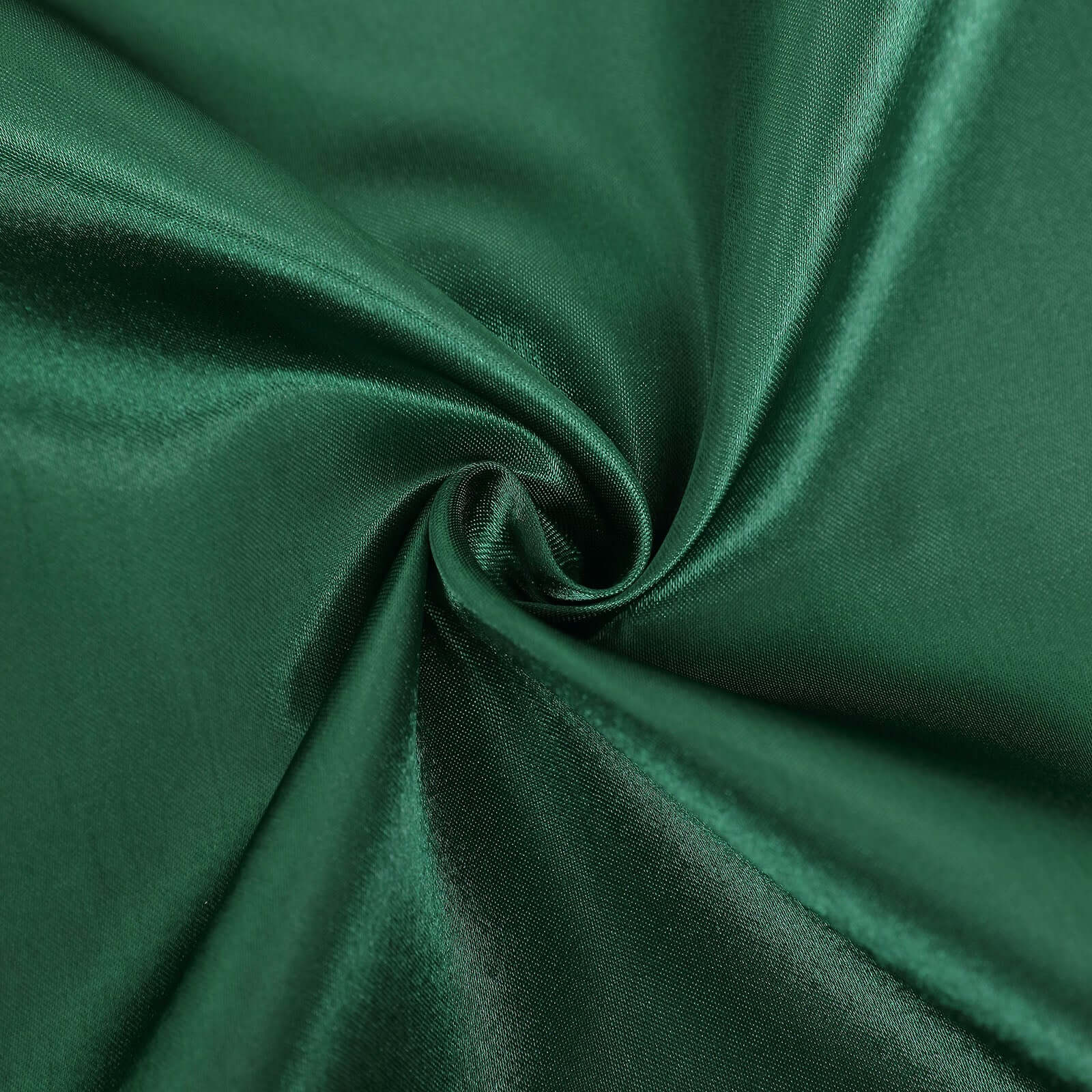 Satin Chair Cover Self-Tie Universal Design Hunter Emerald Green - Durable Slip-On Cover for Folding, Dining, Banquet & Standard Chairs