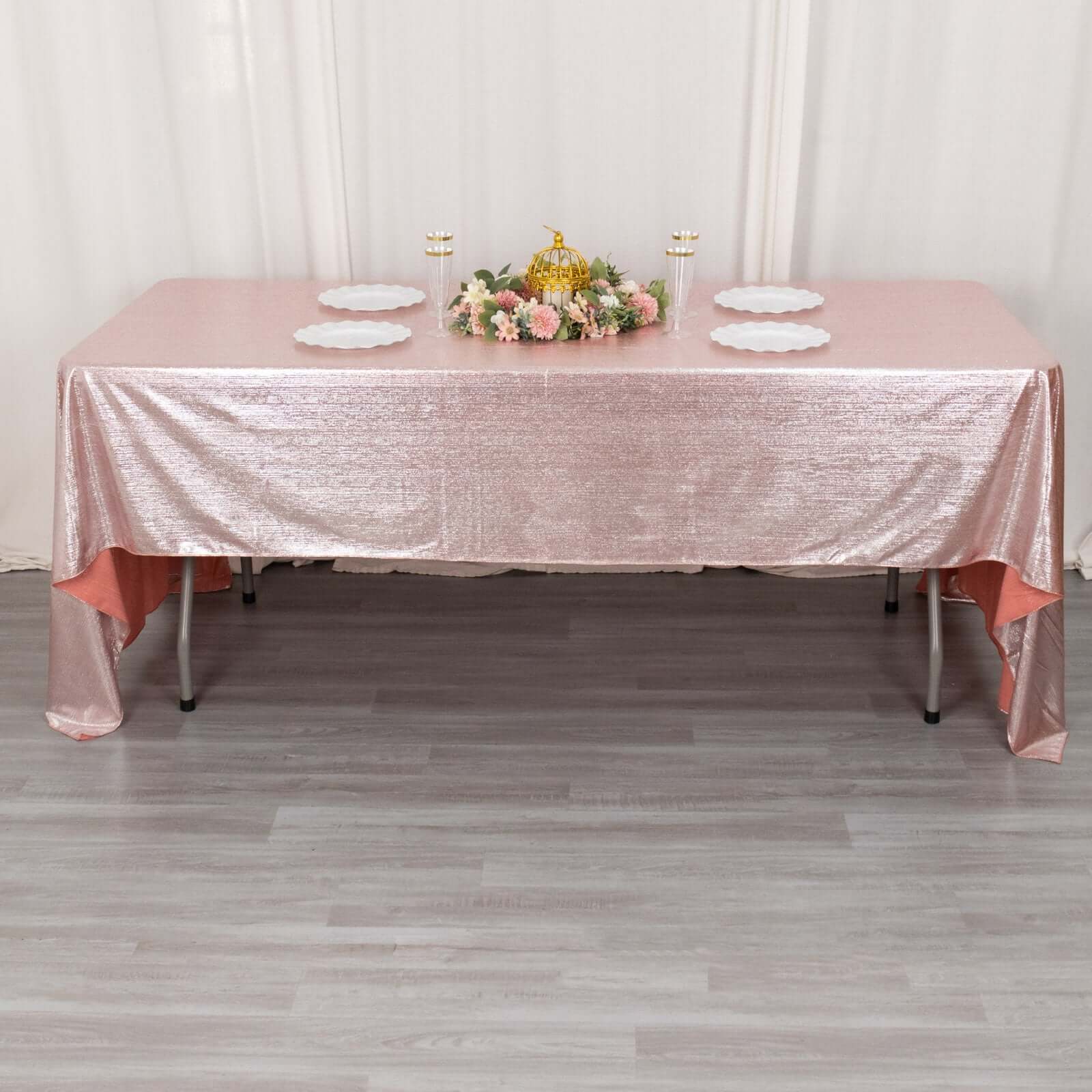 Sequin Dots Polyester 60x126 Rectangle Tablecloth Shimmering Rose Gold - Wrinkle Free & Sparkling Table Cover
