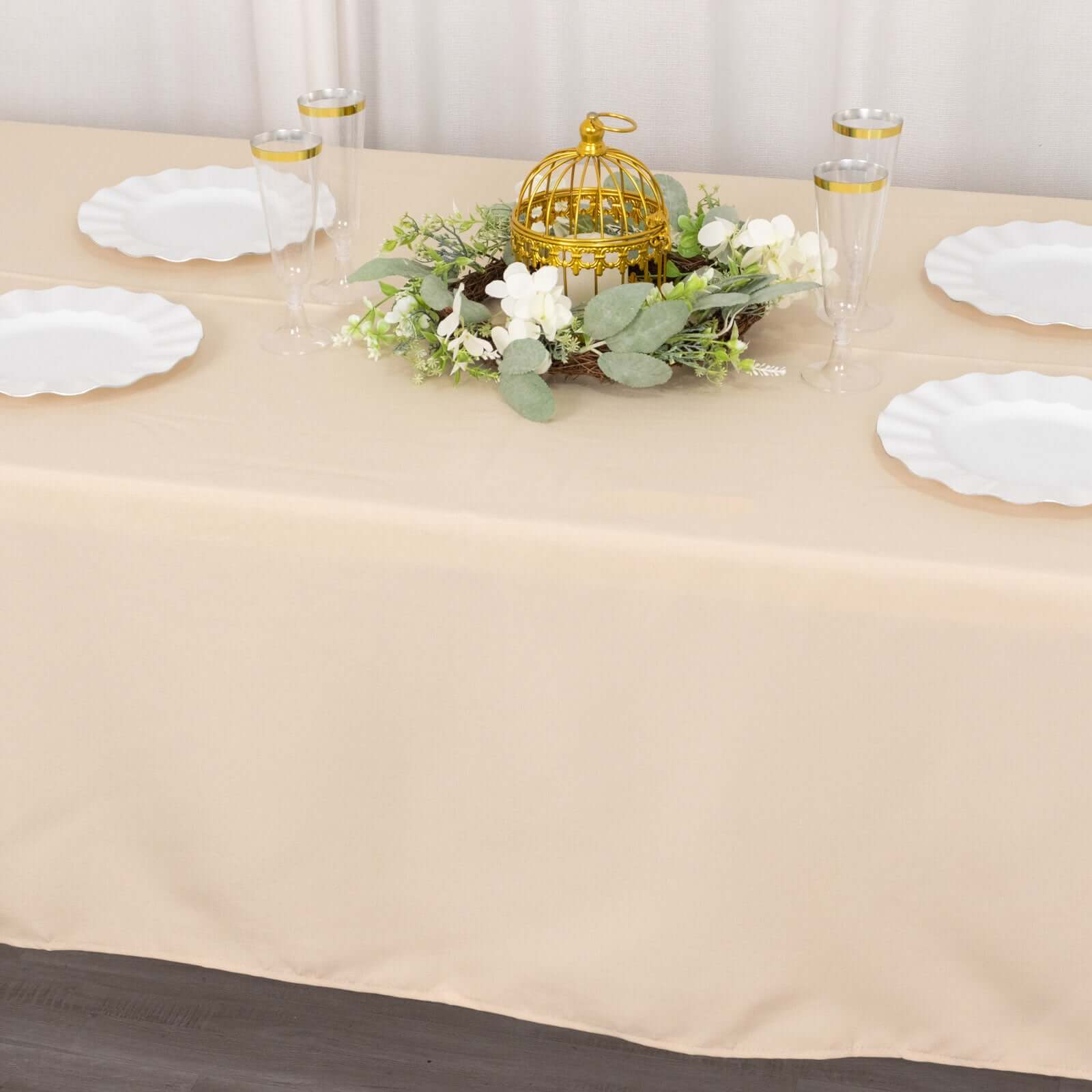 Premium Polyester 60x102 Rectangle Tablecloth Beige - Durable 220GSM Wrinkle-Resistant Table Cover