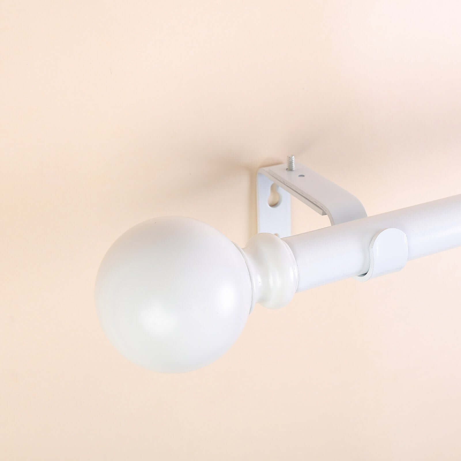 42-126 Adjustable Curtain Rod Set, White, Round Finials