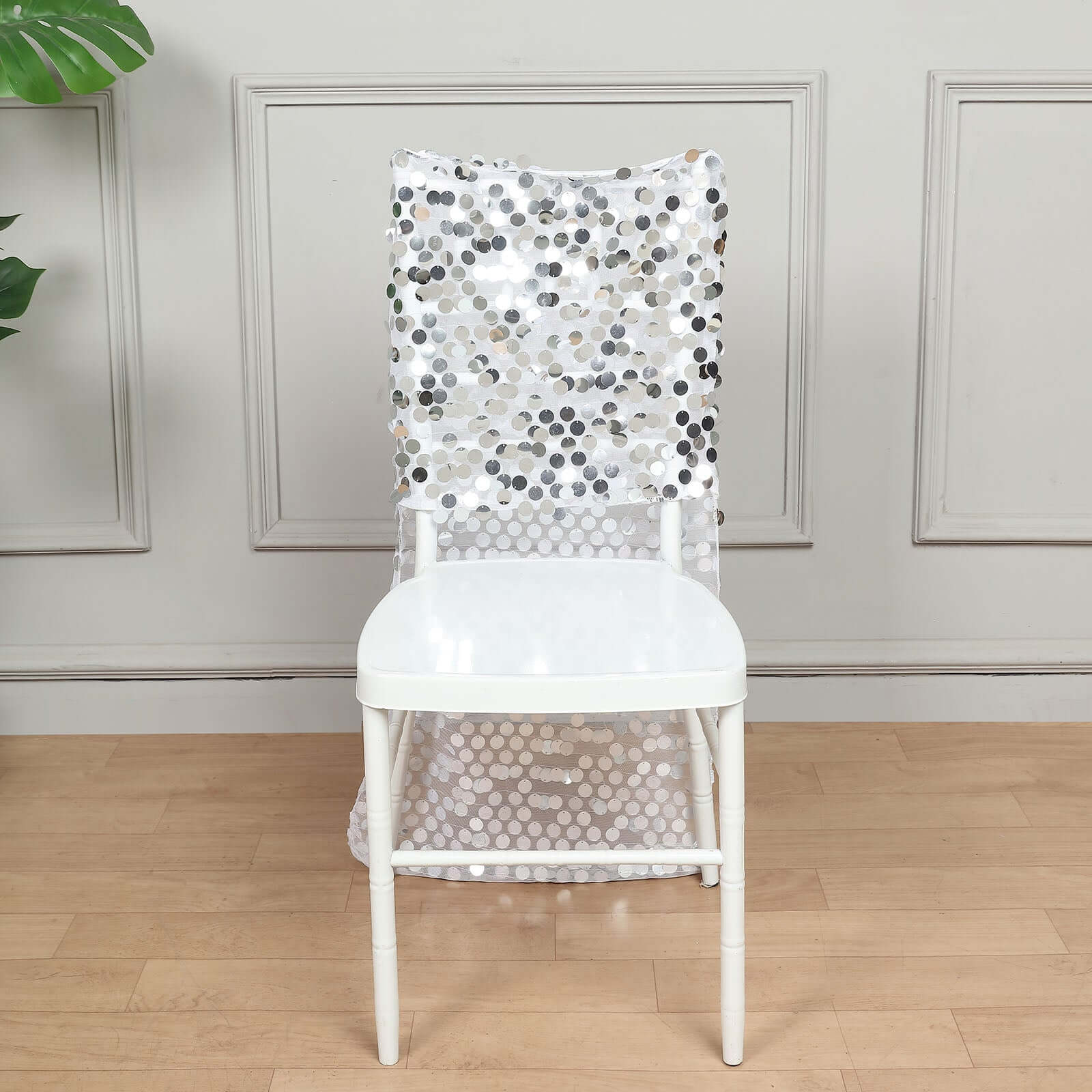 Sequin Chair Slipcover Big Payette Design for Chiavari Chairs Silver - Glittering Chair Back Cover