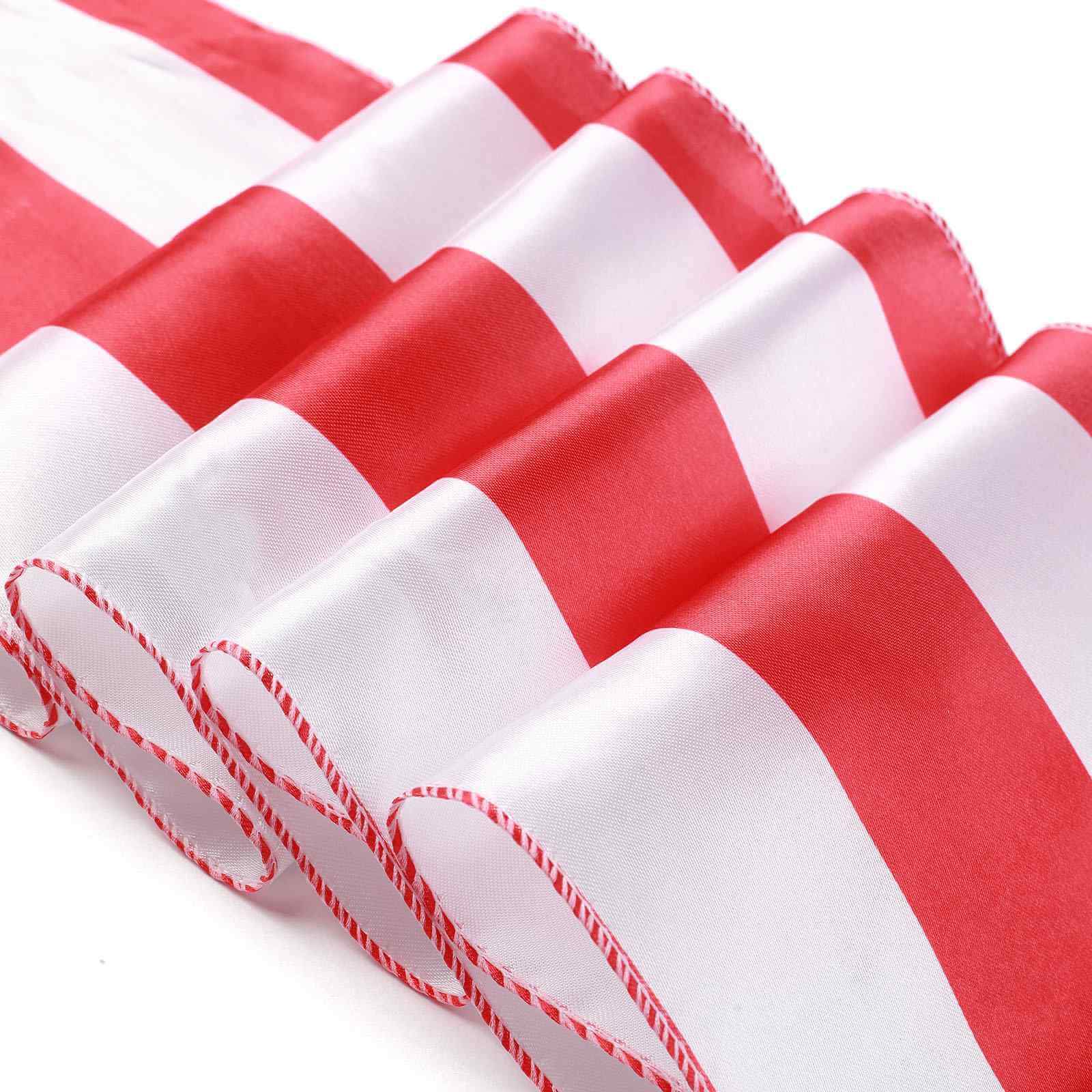 5 Pack Satin 6x108 Chair Sashes Red/White Stripes - Sophisticated Decor for Weddings & Gatherings