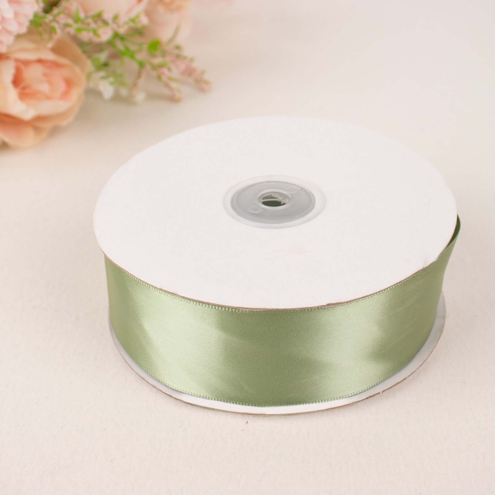 50 Yards 1.5 Sage Green Single Face Decorative Satin Ribbon