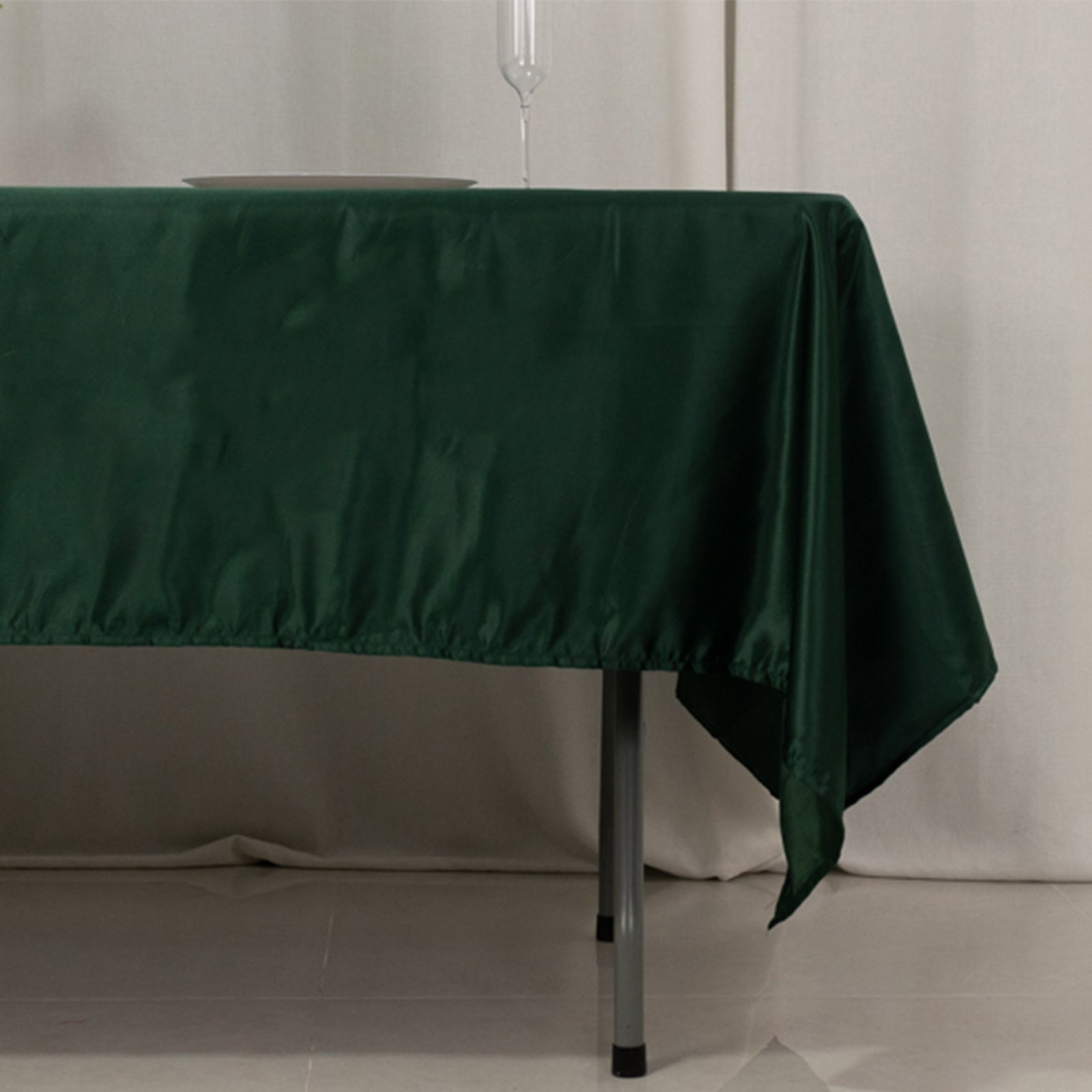 Lamour Satin 60x102 Rectangle Tablecloth Hunter Emerald Green - Durable & Silky Soft Feel Table