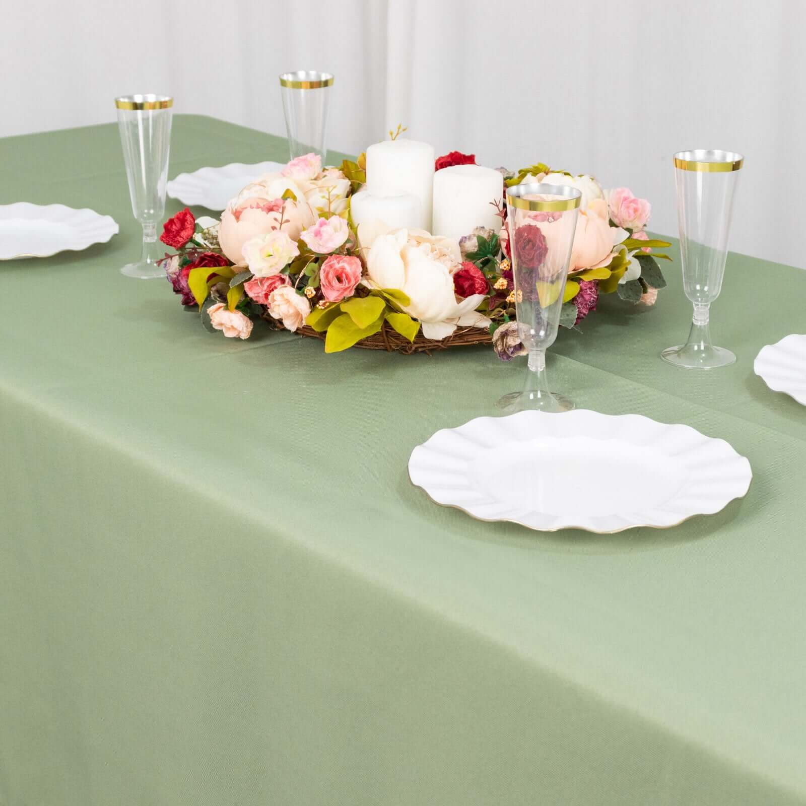 Premium Polyester 60x102 Rectangle Tablecloth Dusty Sage Green - Durable 220GSM Wrinkle-Resistant Table Cover