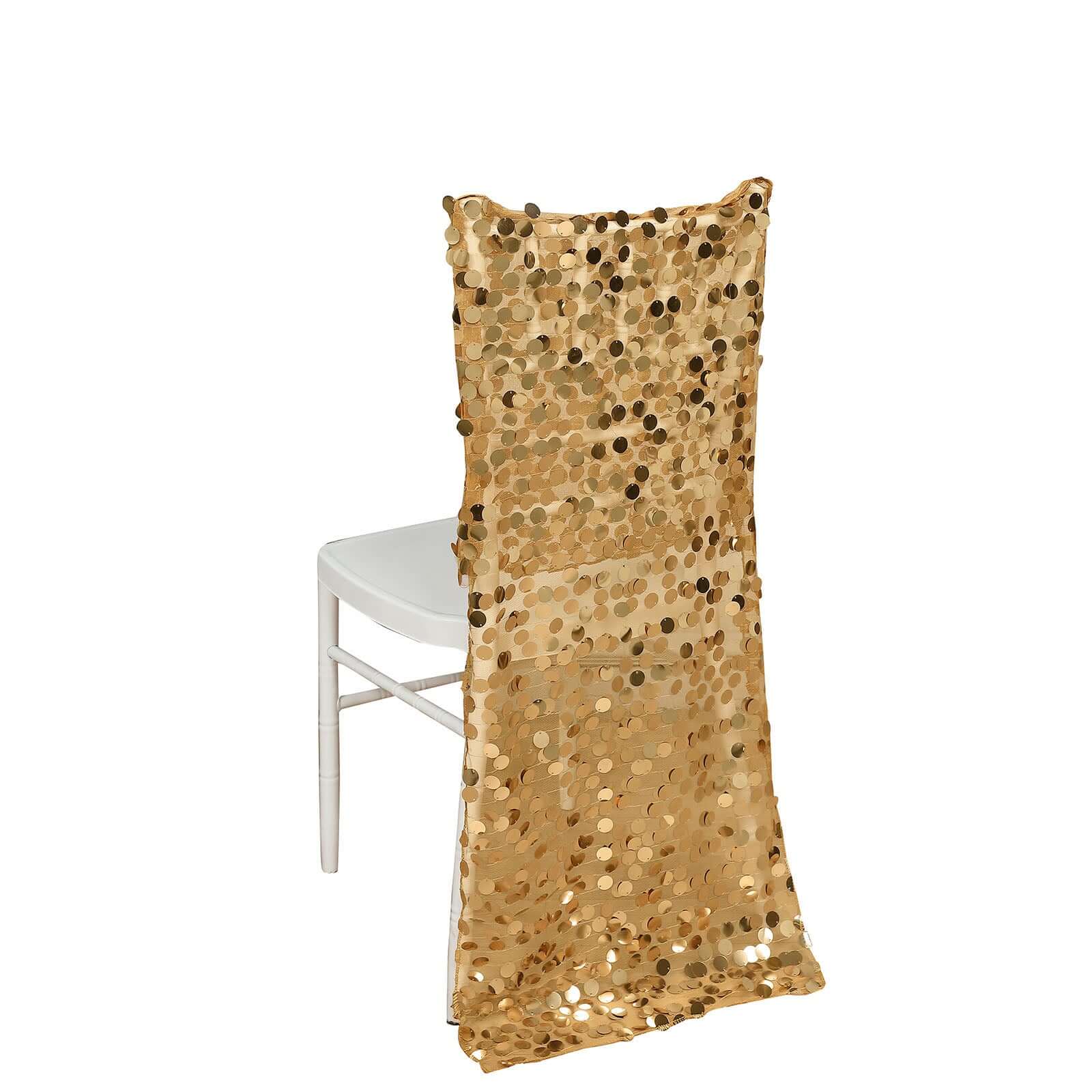 Sequin Chair Slipcover Big Payette Design for Chiavari Chairs Gold - Glittering Event Chair Back Cover