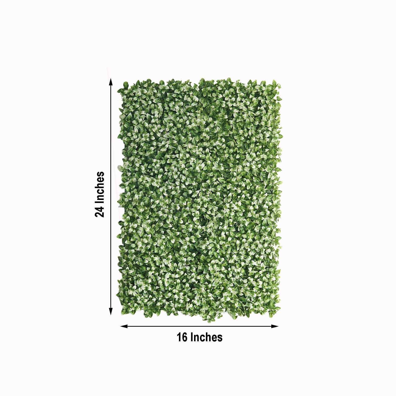 11 Sq ft. White Tip Green Boxwood Hedge Garden Wall Backdrop Mat - 4 Artificial Panels