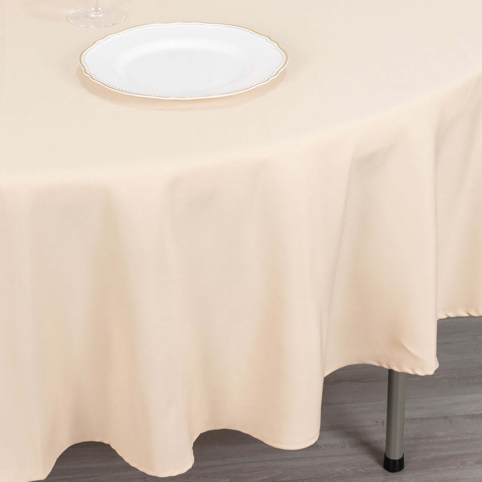 Premium Polyester 90 Round Tablecloth Beige - Stain and Wrinkle-Resistant Design with 220GSM Thickness Table Cover