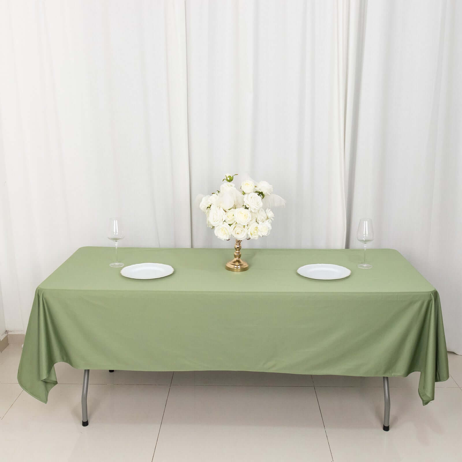 Premium Scuba Rectangular 60x102 Tablecloth Dusty Sage Green - Wrinkle Free & Stain Resistant Table Cover