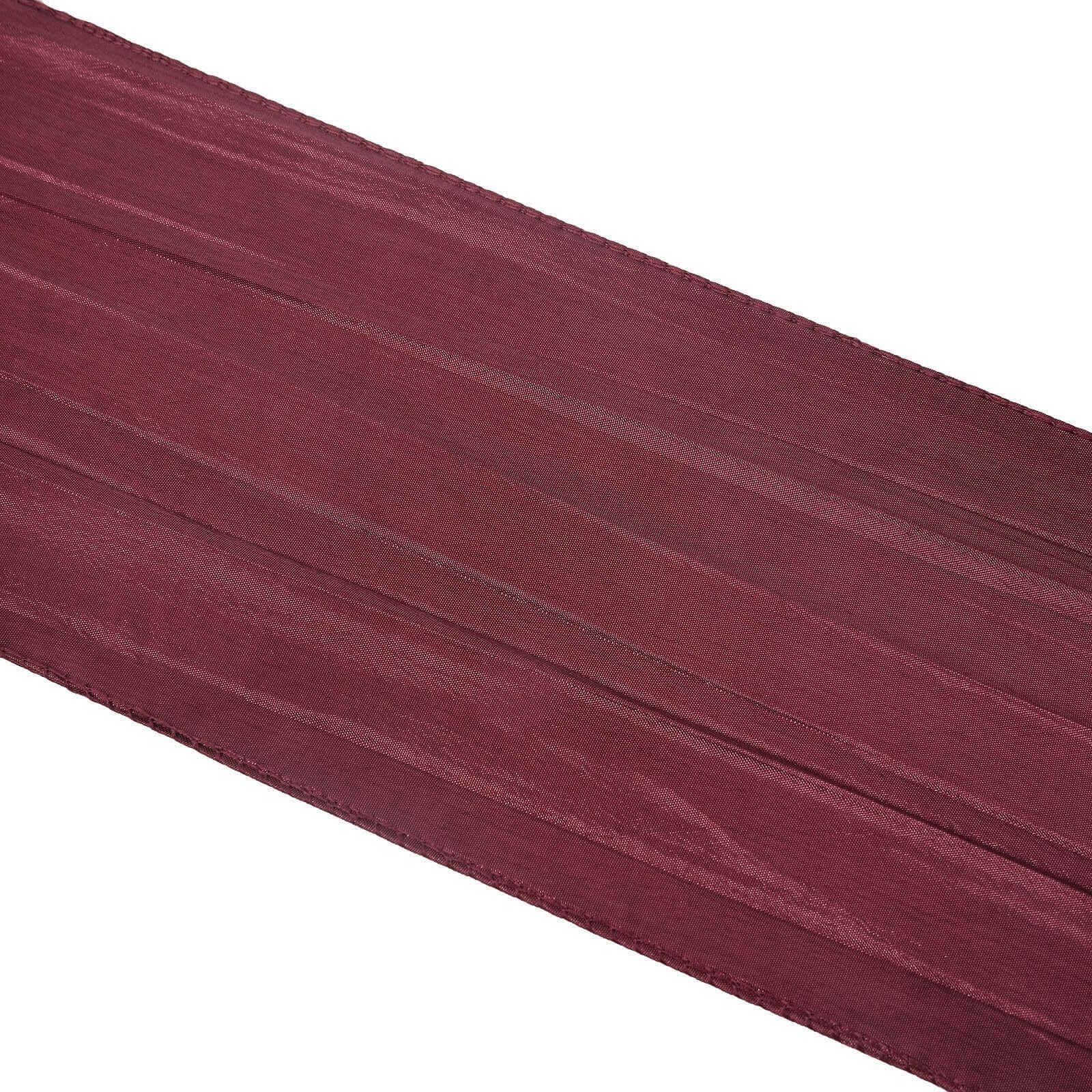 5 Pack Taffeta 6x106 Chair Sashes Burgundy Accordion Crinkle Texture - Stylish Decor for Weddings & Gatherings