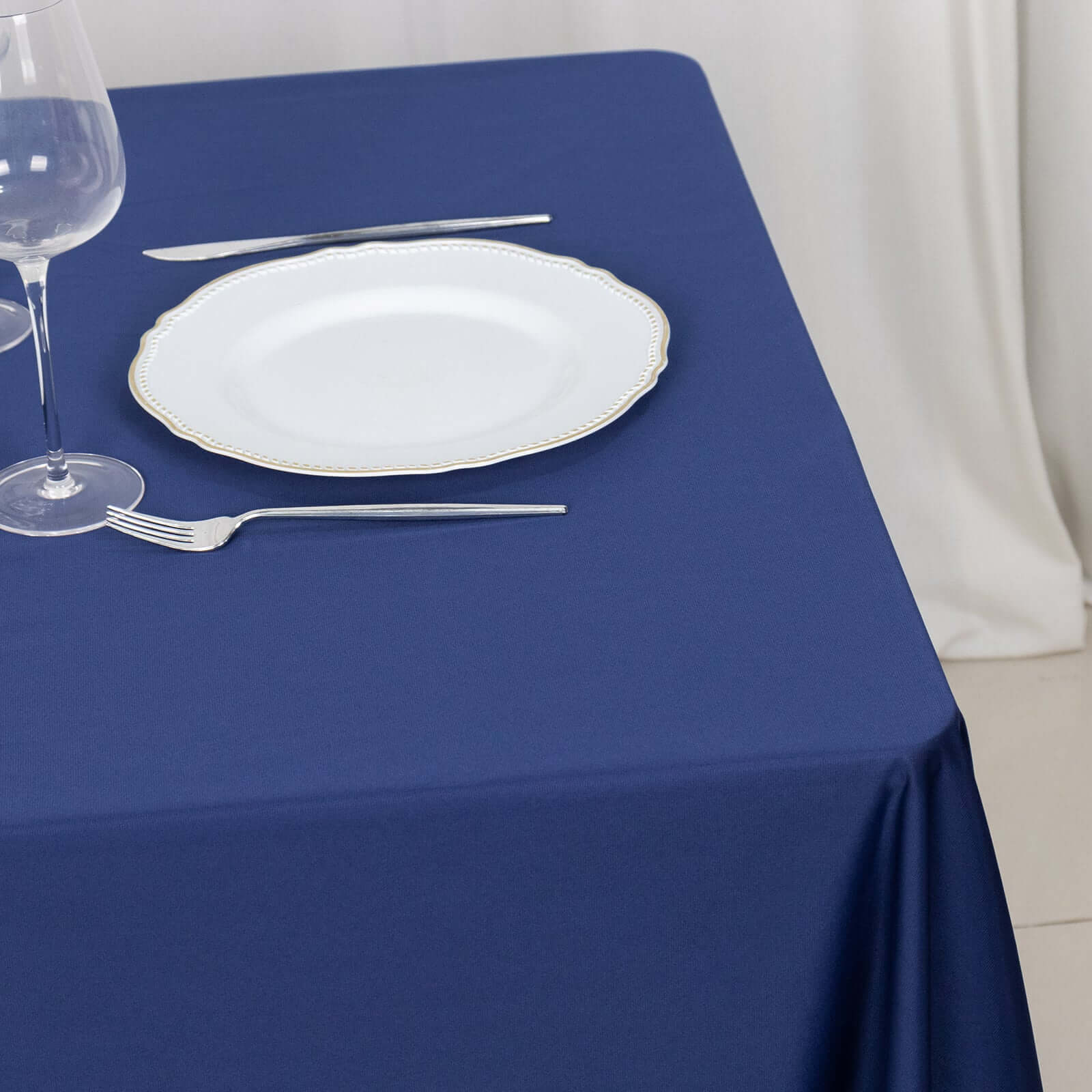 Premium Scuba Square 70x70 Tablecloth Navy Blue - Wrinkle Free & Stain Resistant Table Cover