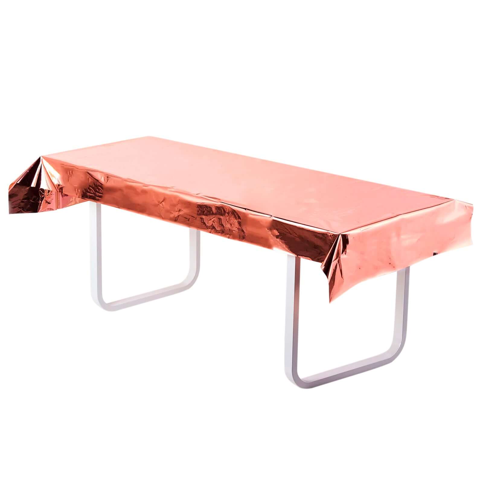 Metallic Foil Tablecloth Rectangle Rose Gold - Decorative Disposable Table Cover 40x90