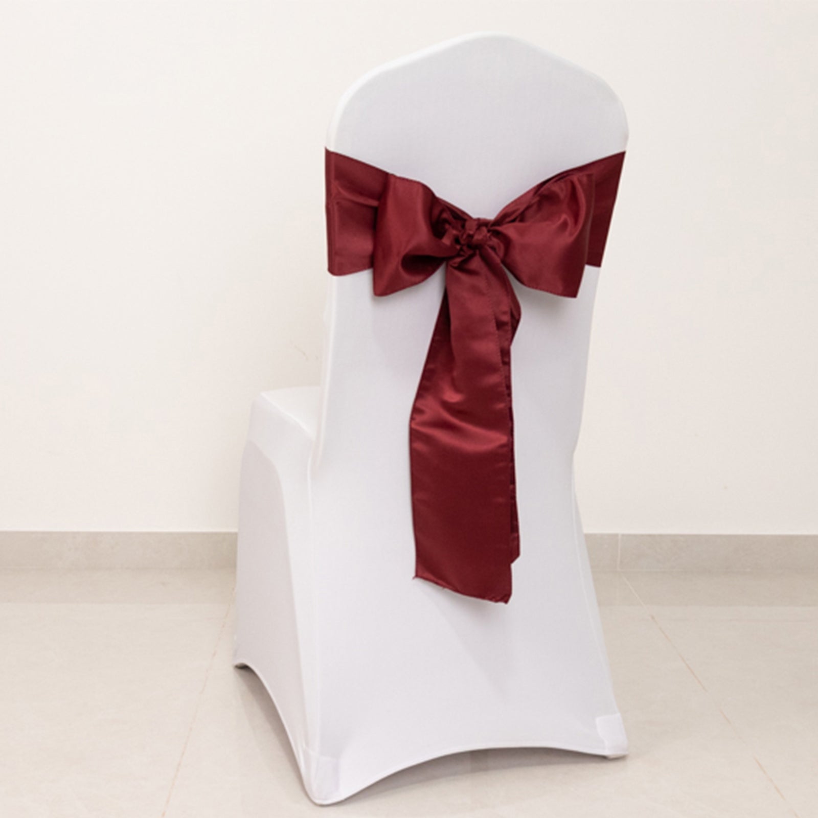 5 Pack Lamour Satin 6x106 Chair Sashes Burgundy - Stylish Reusable Decorative Bows