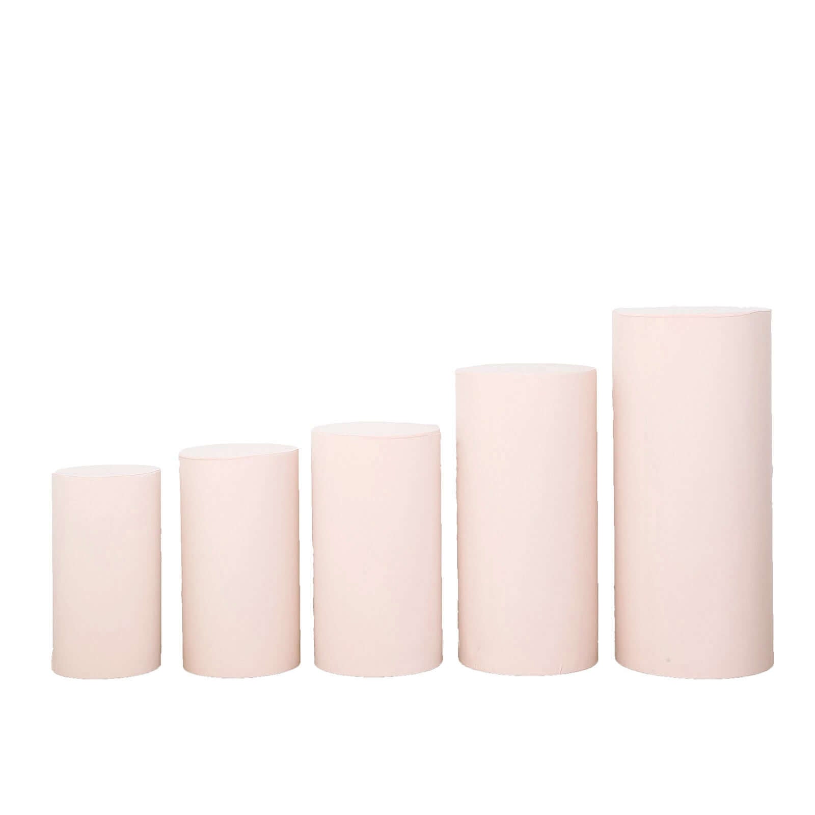 Set of 5 Blush Spandex Cylinder Pedestal Stand Covers, Stretchable Pillar Prop Covers - 160 GSM