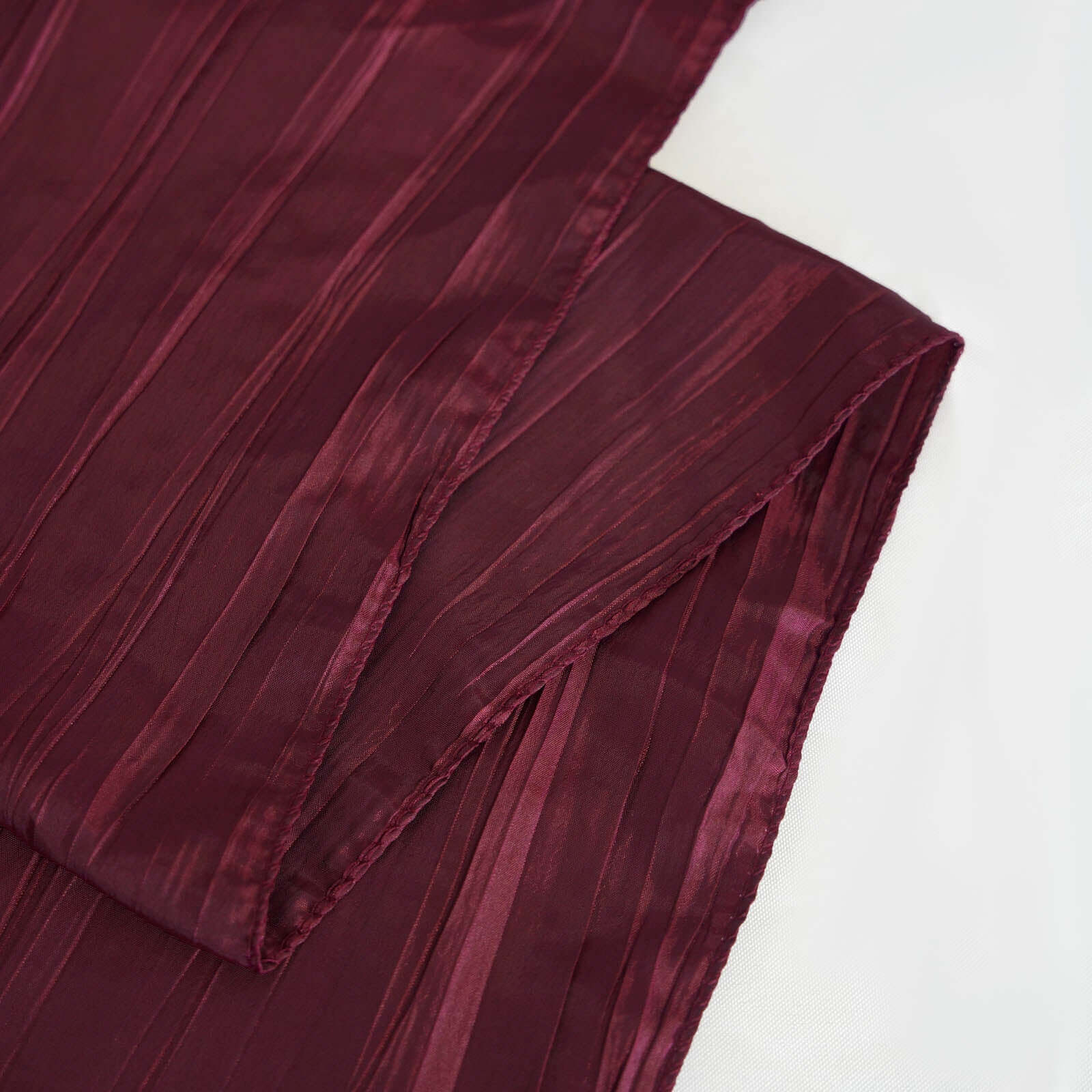 Taffeta 90x90 Table Overlay Square Tablecloth Burgundy - Accordion Crinkle Table Cover