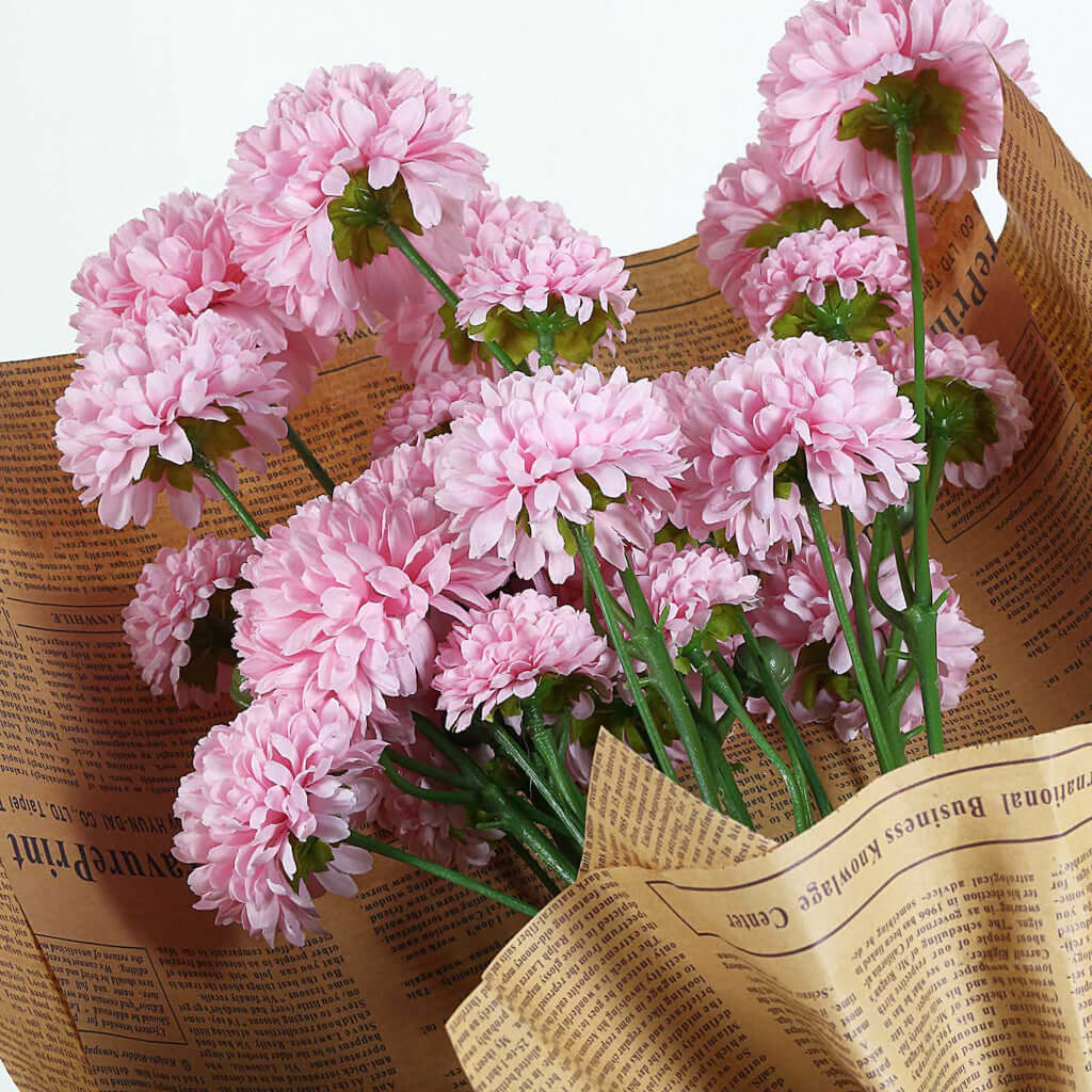 2 Bushes 33 Blush Artificial Mums Spray, Faux Chrysanthemum Flower Bouquet