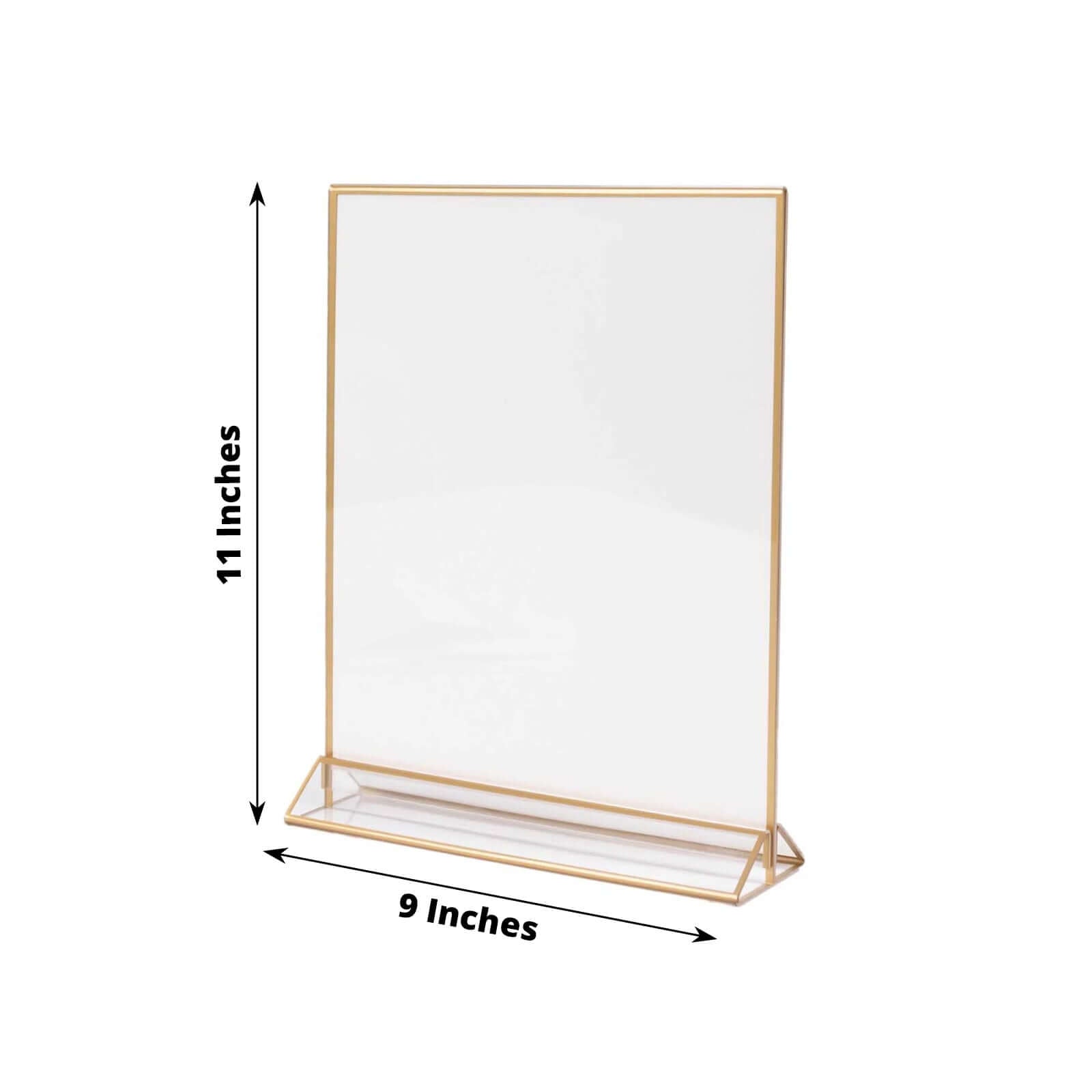 6-Pack Gold Acrylic Rectangular Frame Sign Holders Clear Double-Sided Display with White Cardboard - Suitable for Banquets 9x11