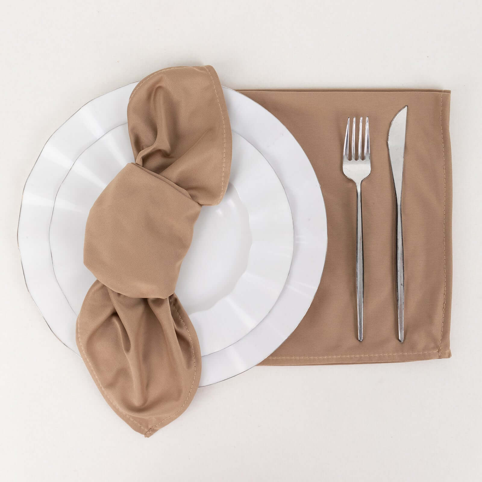 5 Pack Premium Scuba 20x20 Napkins Nude - Durable & Reusable Dinner Napkins