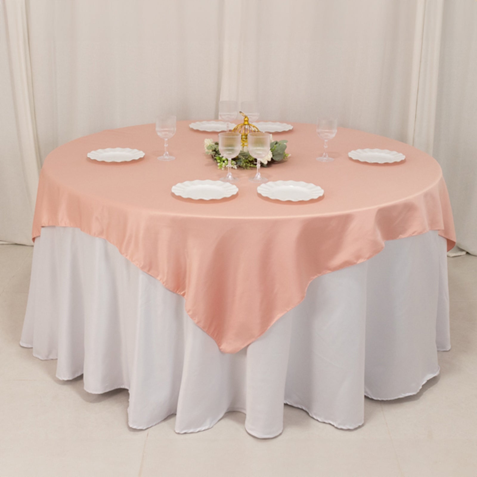 Lamour Satin 72x72 Table Overlay Square Tablecloth Dusty Rose - Smooth Finish Table Topper