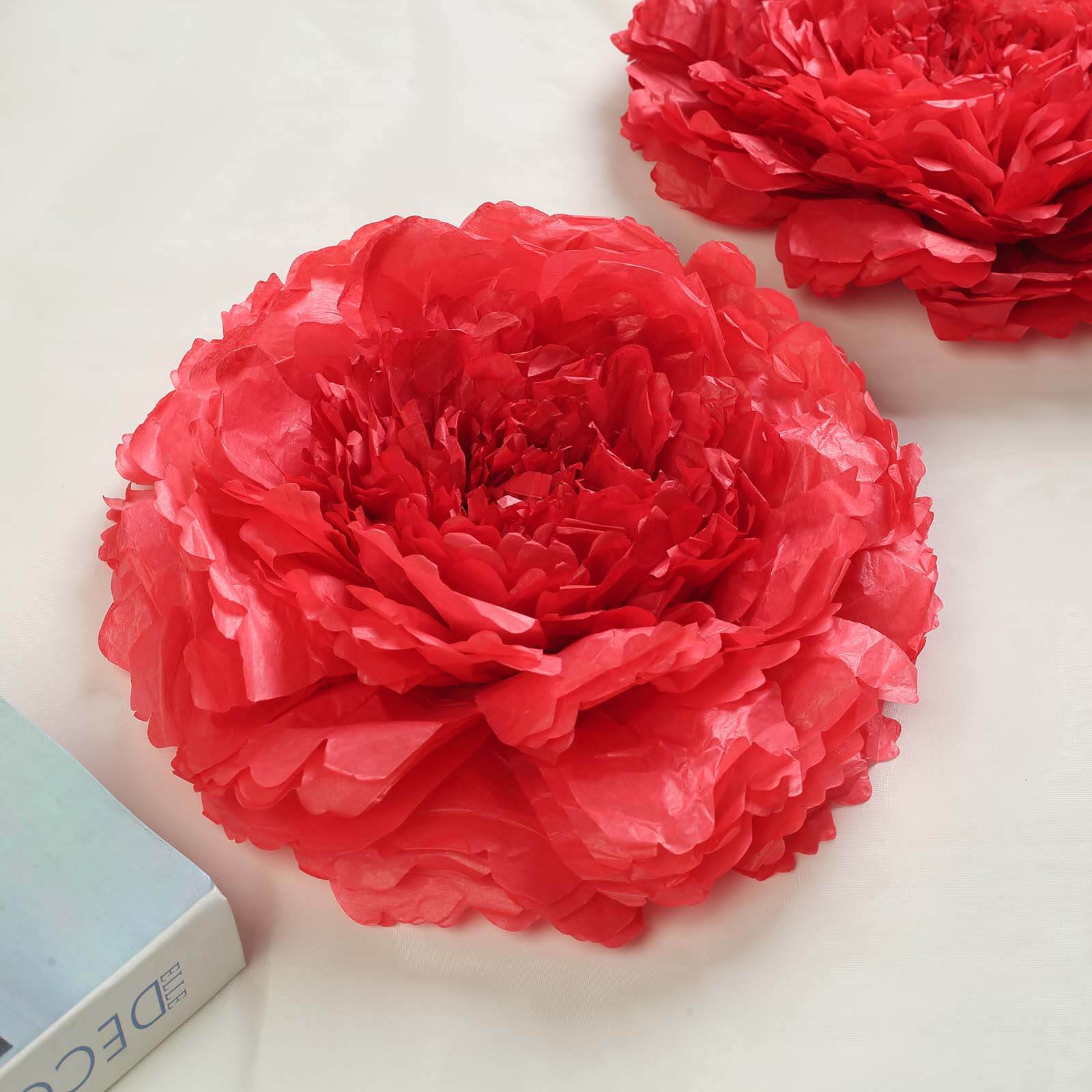 Set of 6 Red Giant Carnation 3D Paper Flowers Wall Decor - 12,16,20