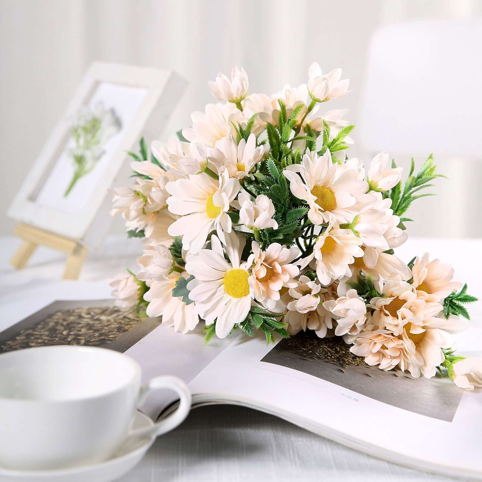 4 Bushes 11 Blush Artificial Silk Daisy Flower Bouquet Branches