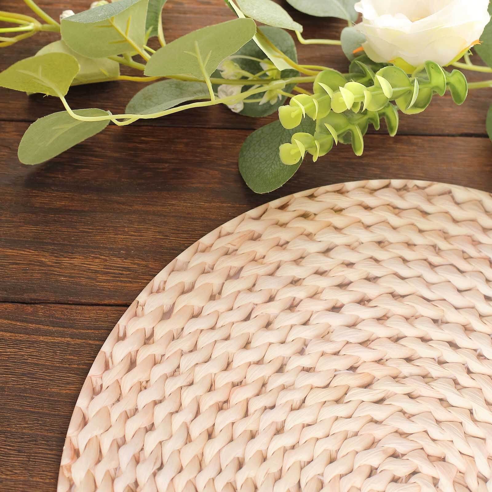 6-Pack Disposable Table Placemats in Wheat with Woven Rattan Print - 700GSM Cardboard Placemats for Rustic Themes & Outdoor Events 13