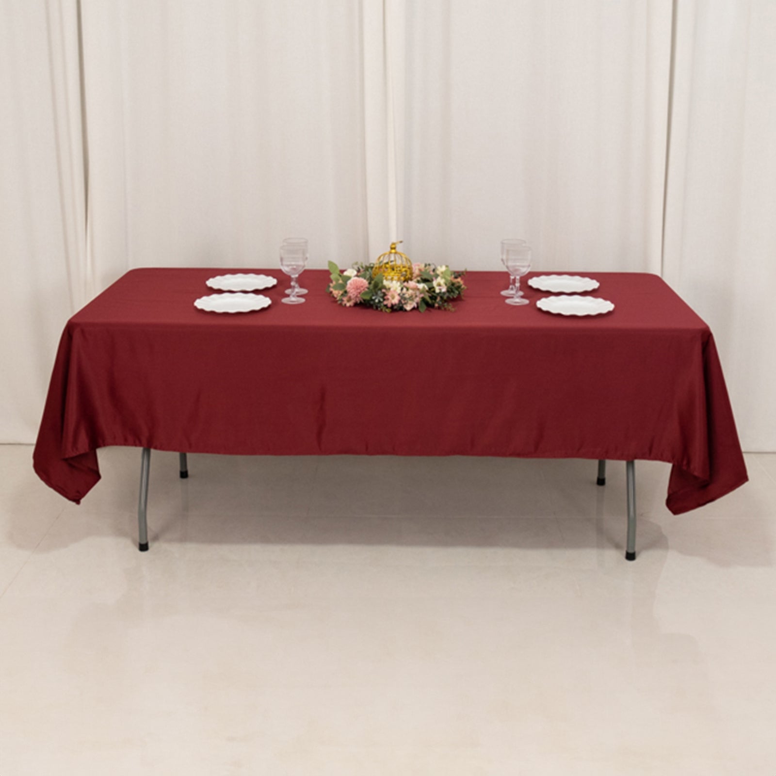 Lamour Satin 60x102 Rectangle Tablecloth Burgundy - Durable & Silky Soft Feel Table Cover