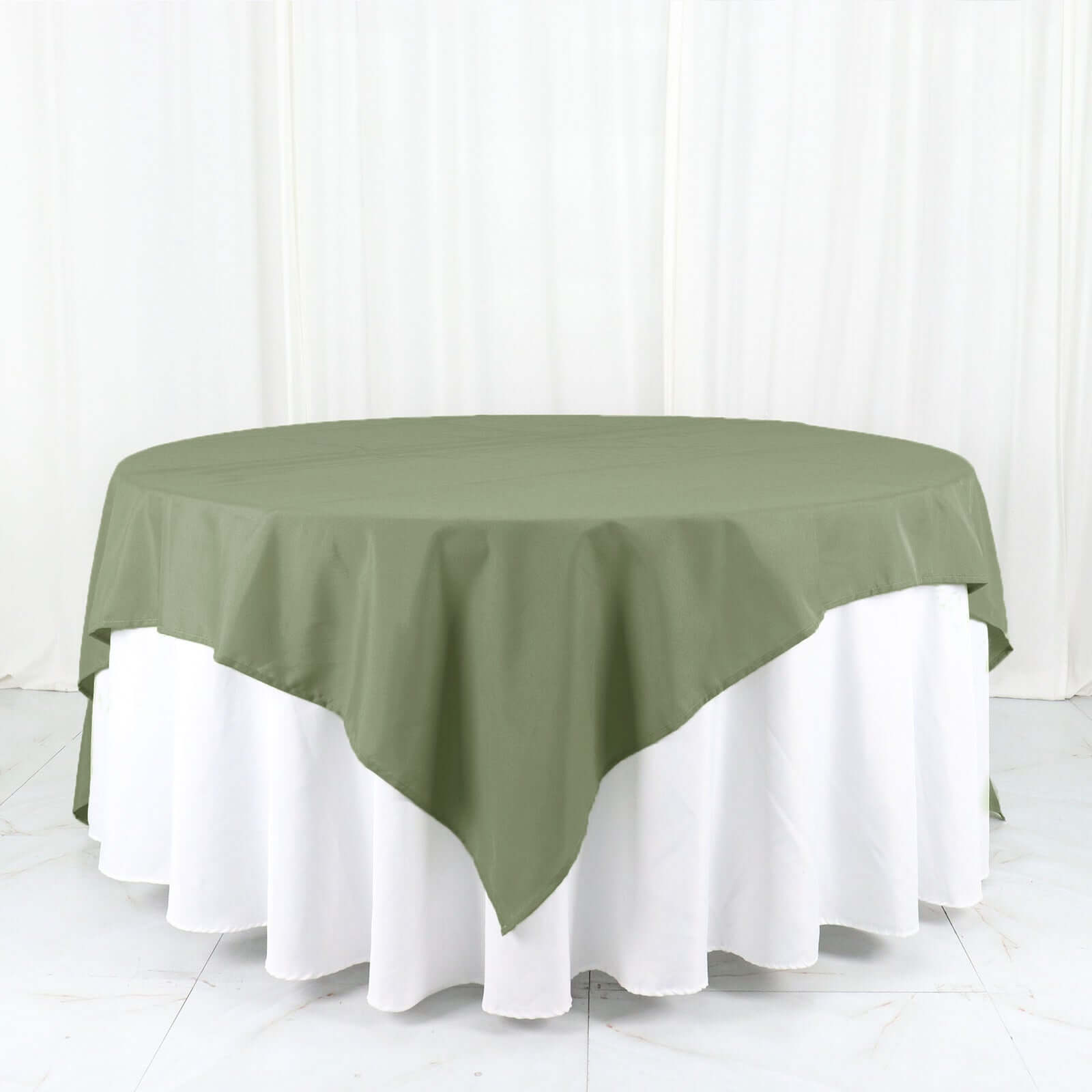 Polyester 90x90 Table Overlay Square Tablecloth Dusty Sage Green - Wrinkle-Resistant & Durable Table Cover