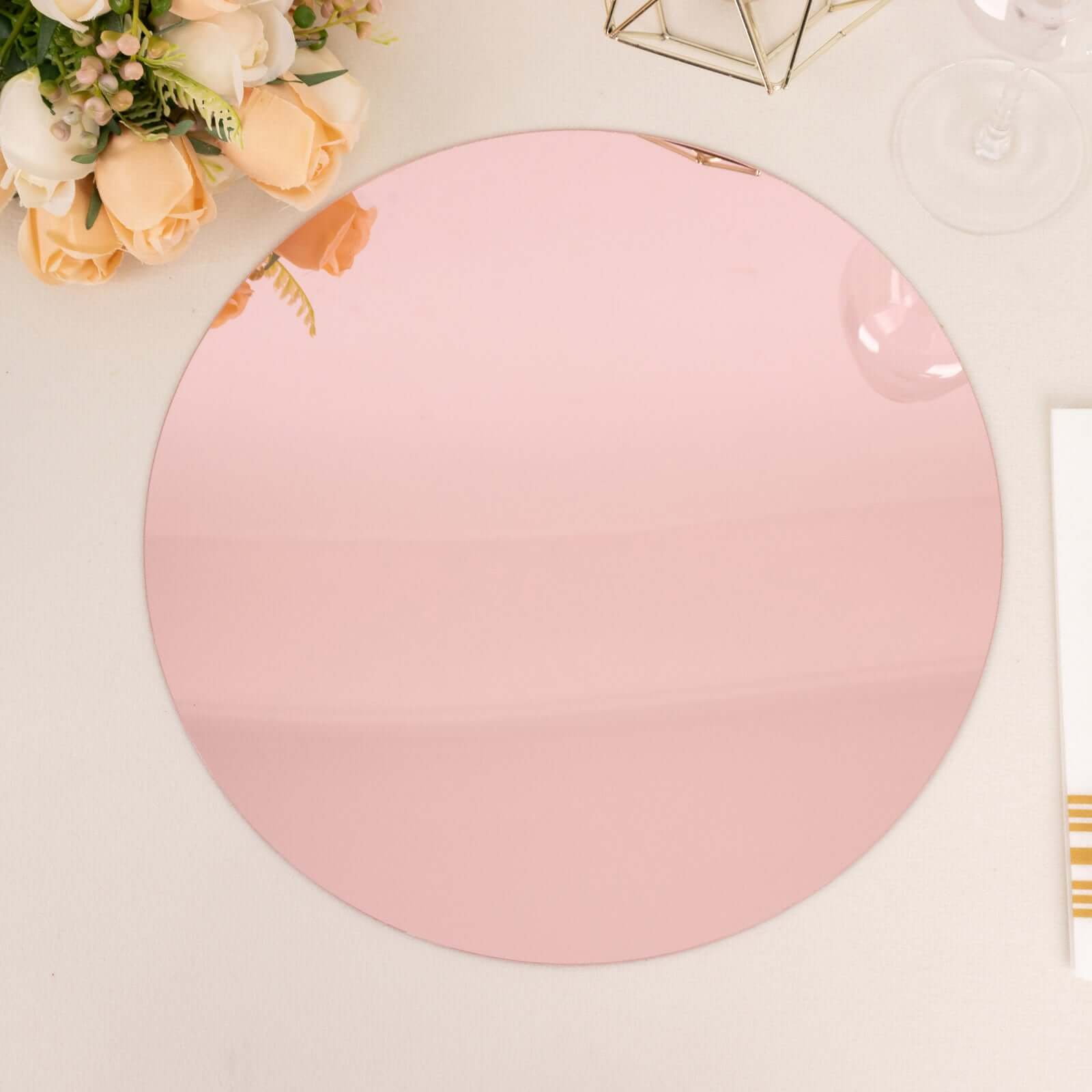 10-Pack Dining Plate Chargers Decorative Acrylic Mirror Rose Gold Round - Lightweight Event Display 13