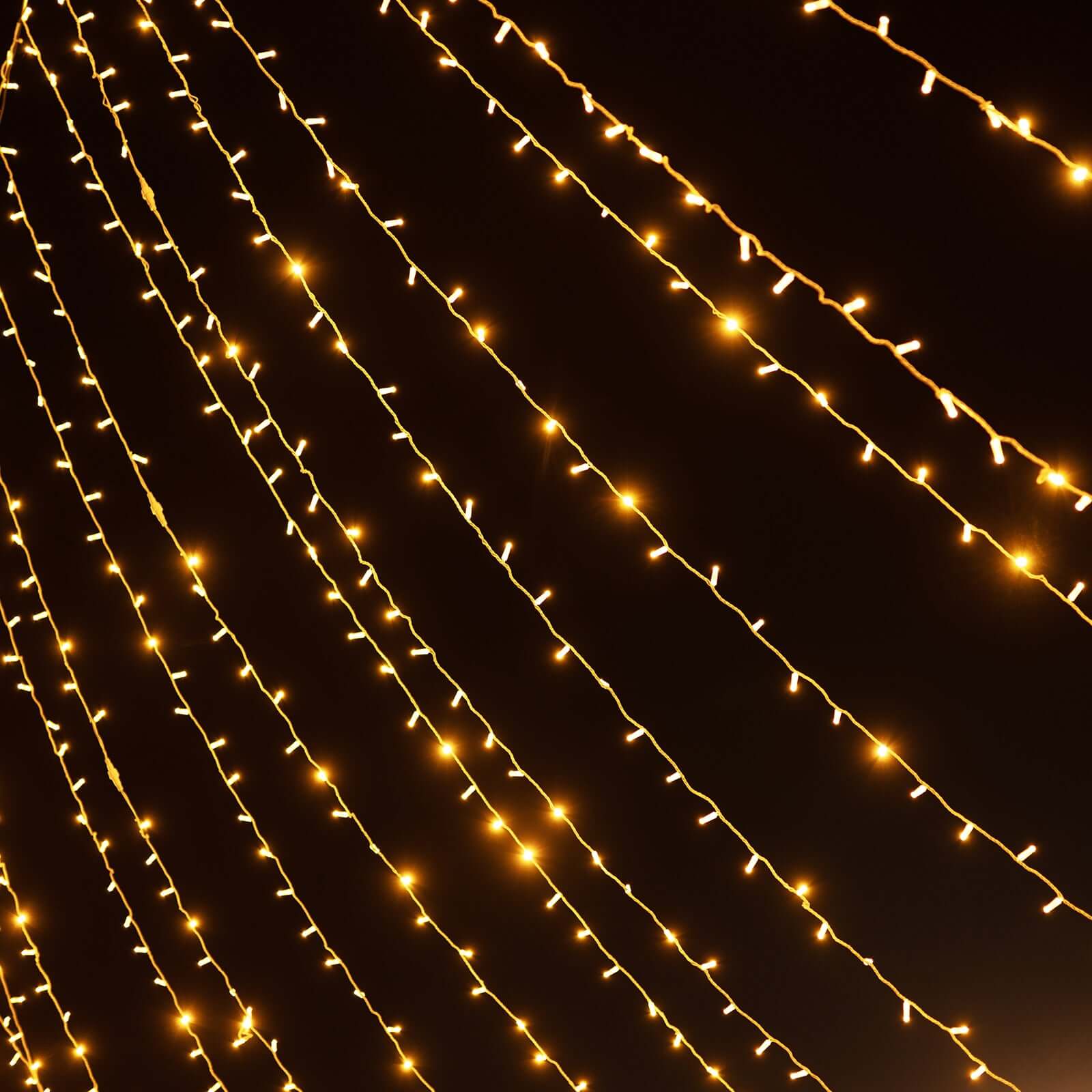 Warm White 600 LED Twinkle Fairy Lights with 8 Modes, Plug In Connectable Curtain String Lights - 10ftx20ft