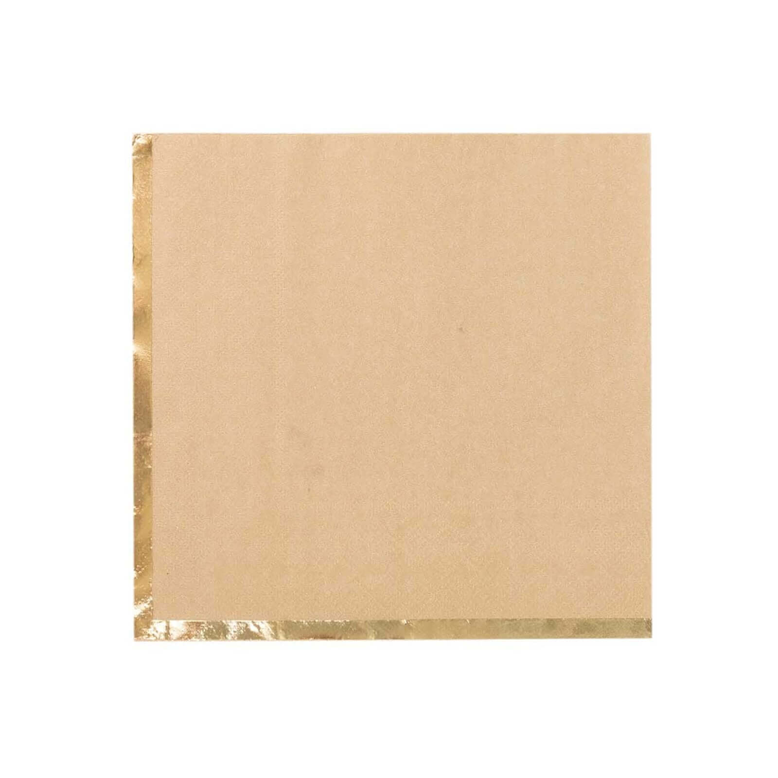 50-Pack Paper Beverage Napkins with Gold Foil Edge Natural - Disposable 2 Ply Cocktail Napkins for Events 6.5x6.5