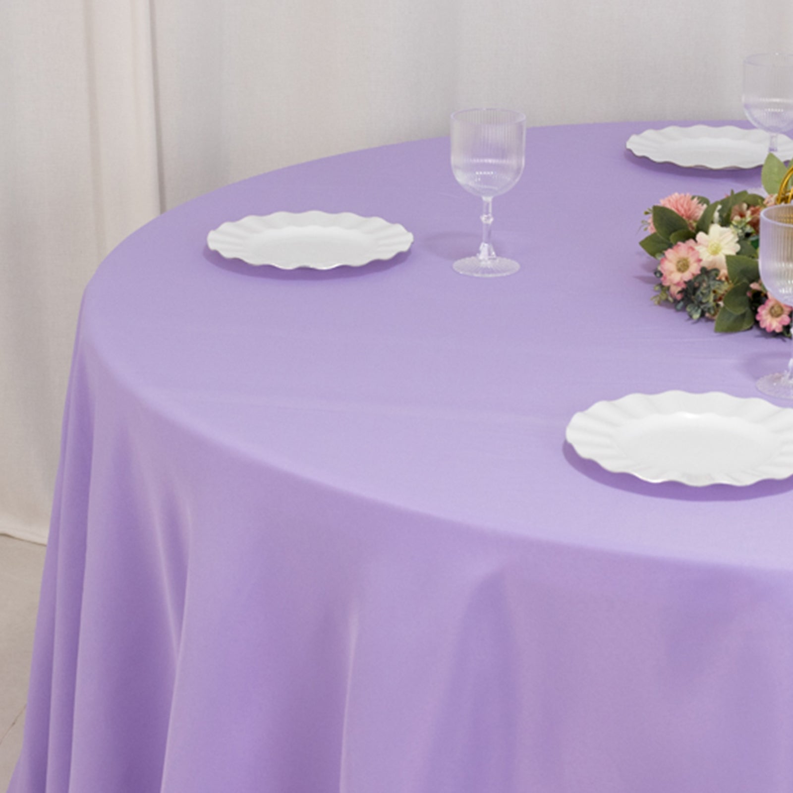 Premium Polyester 120 Round Tablecloth Lavender Lilac - Seamless 220GSM Wrinkle-Resistant Table Cover