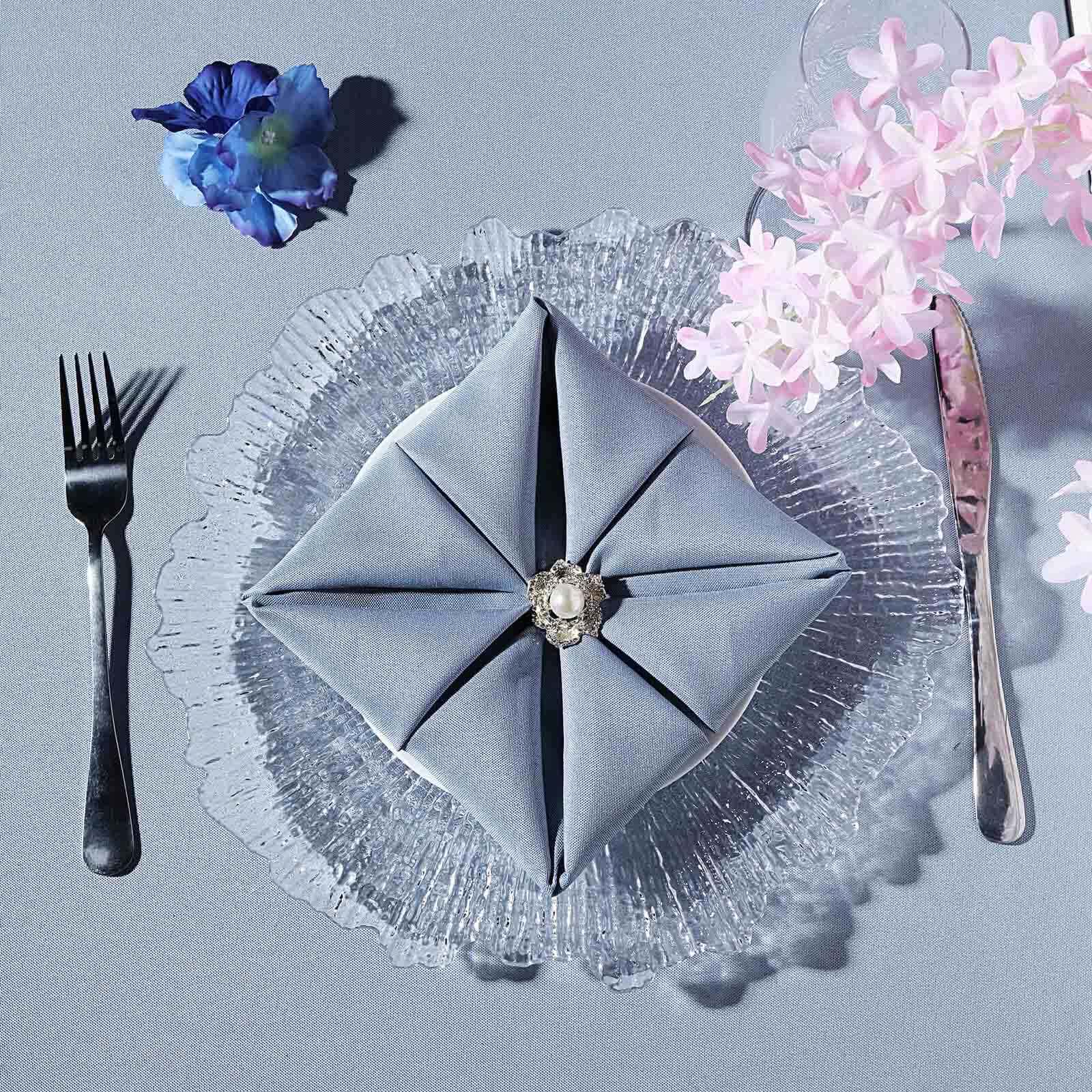 6-Pack Plastic Round Charger Plates 12 in Clear with Reef Design, Decorative Dinner Party Serving Plates