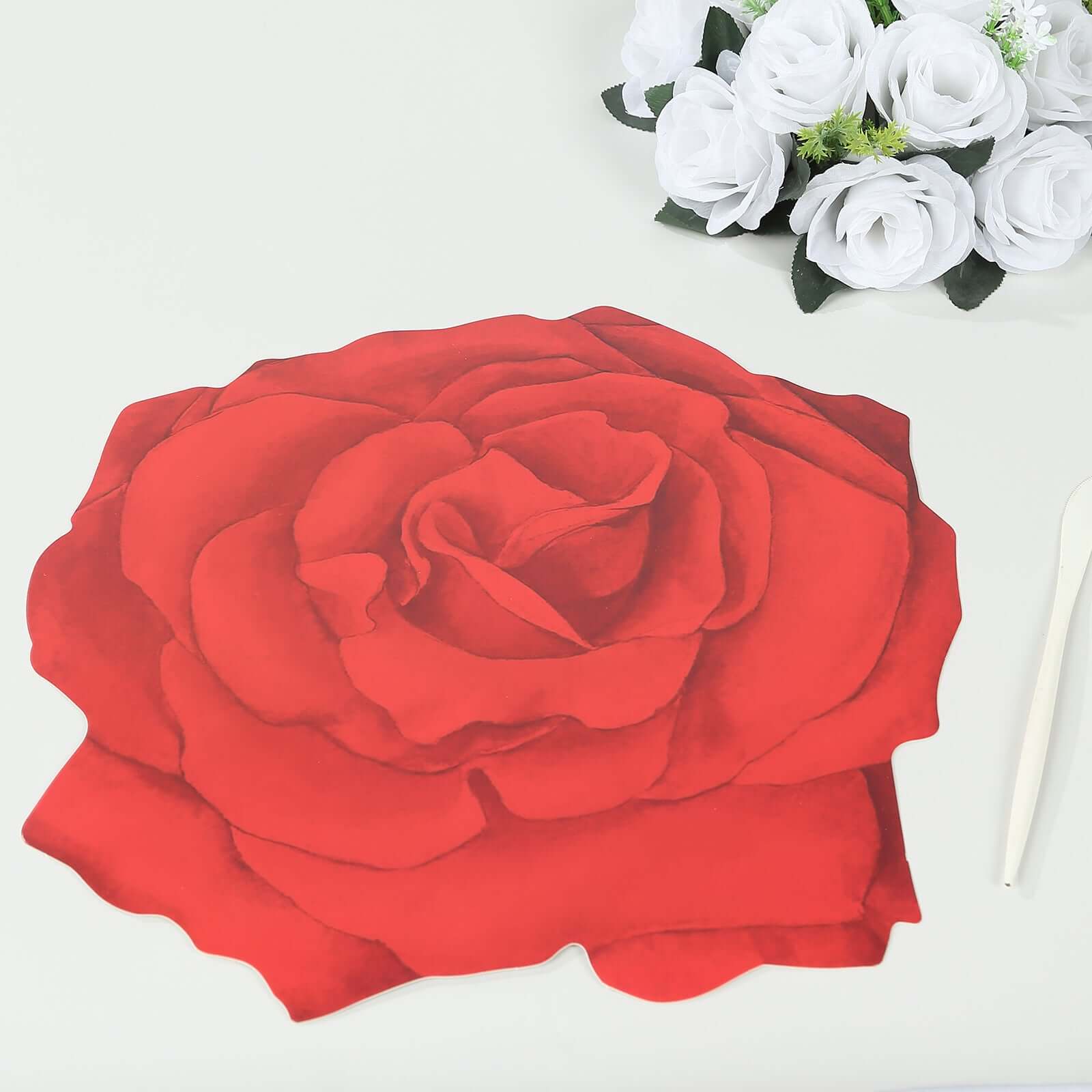 10-Pack Disposable Table Placemats with Red Rose Flower Design - 400GSM Floral Cardboard Placemats for Romantic Themes & Garden Parties 14