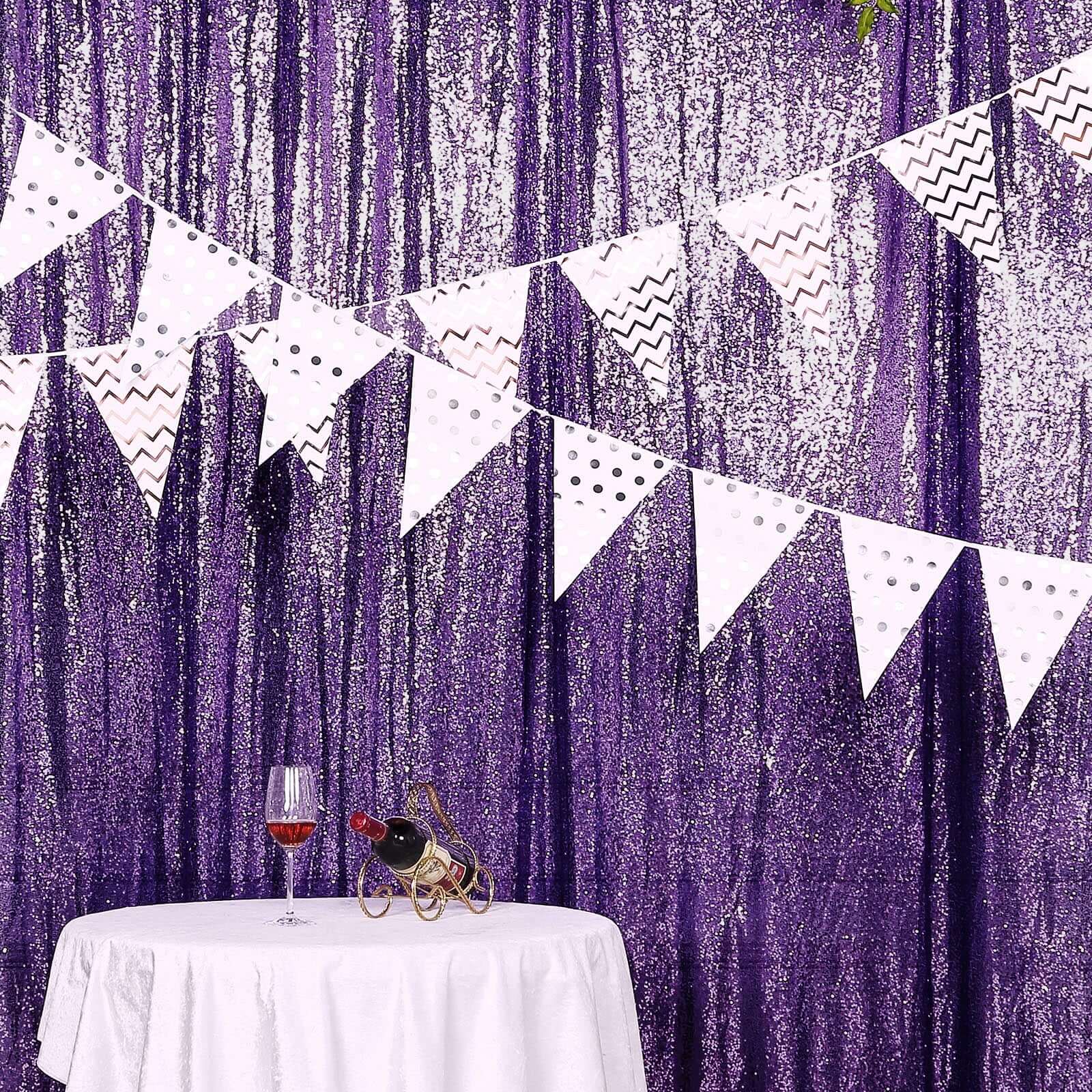 8ftx8ft Purple Sequin Event Curtain Drapes, Backdrop Event Panel