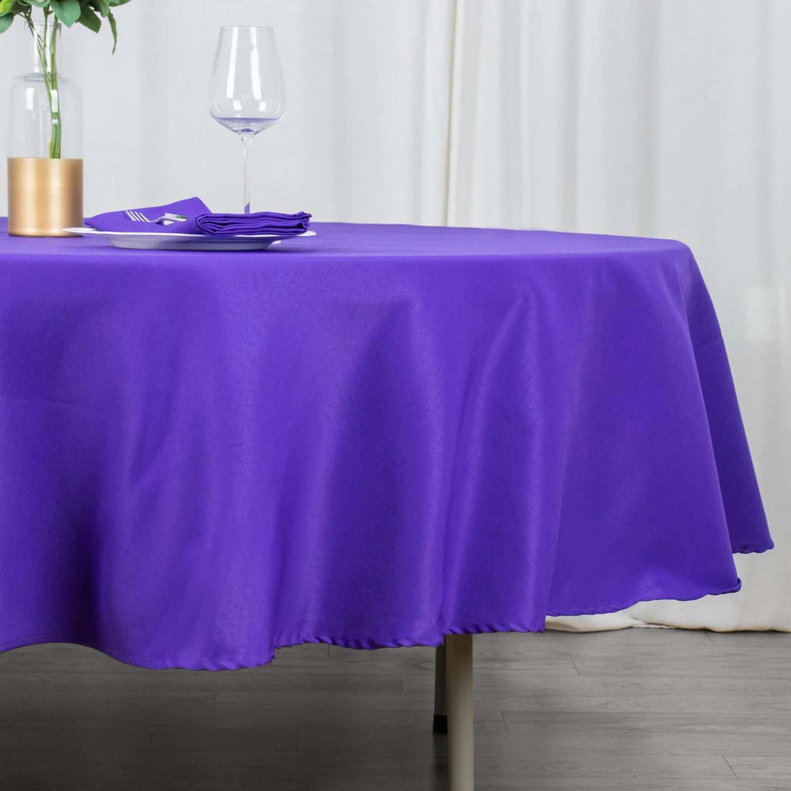 Premium Polyester 90 Round Tablecloth Purple - Stain and Wrinkle-Resistant Design with 220GSM Thickness Table Cover